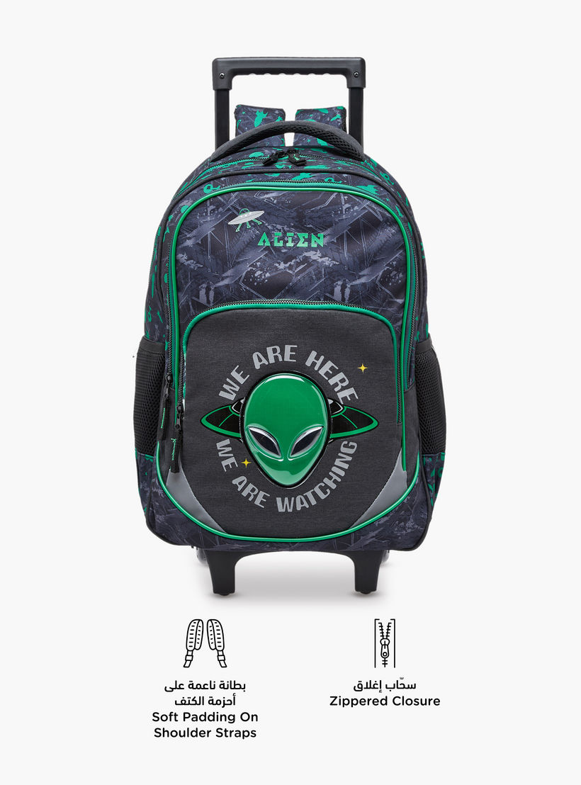 شنطة ترولي للأطفال 5-8 سنوات بأحزمة كتف مبطّنة وتصميم فضاء-school-bagsandbackpacks-trolleybags-image-4