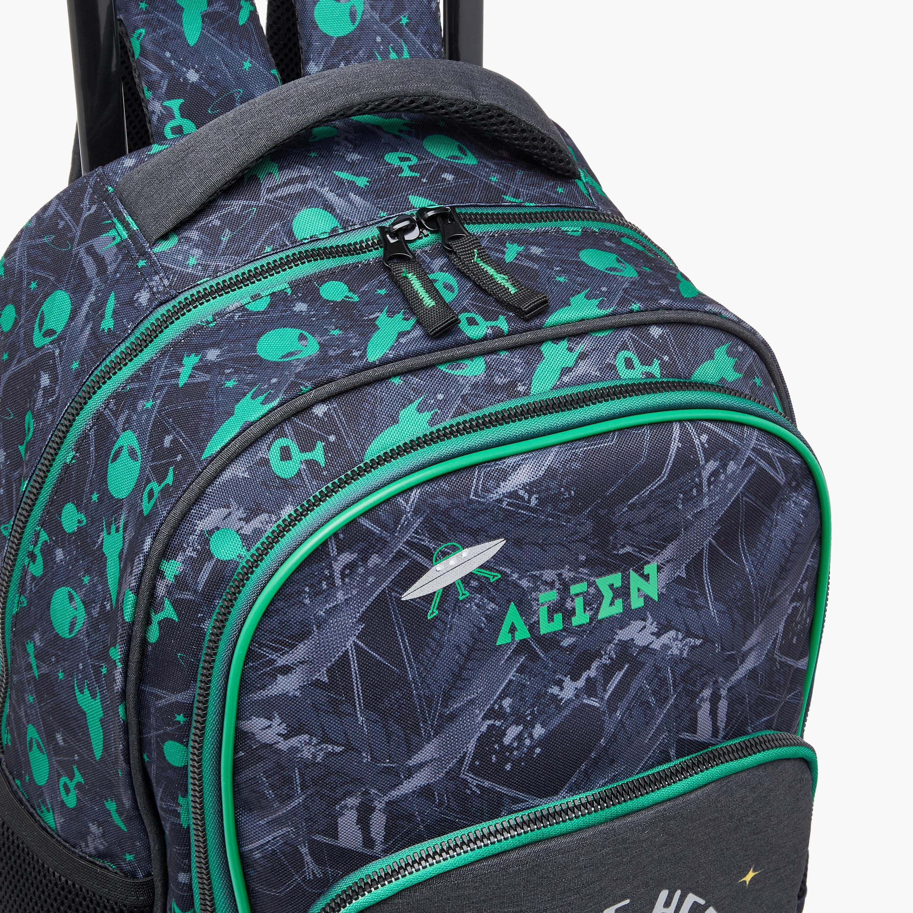 شنطة ترولي للأطفال 5-8 سنوات بأحزمة كتف مبطّنة وتصميم فضاء-school-bagsandbackpacks-trolleybags-image-9