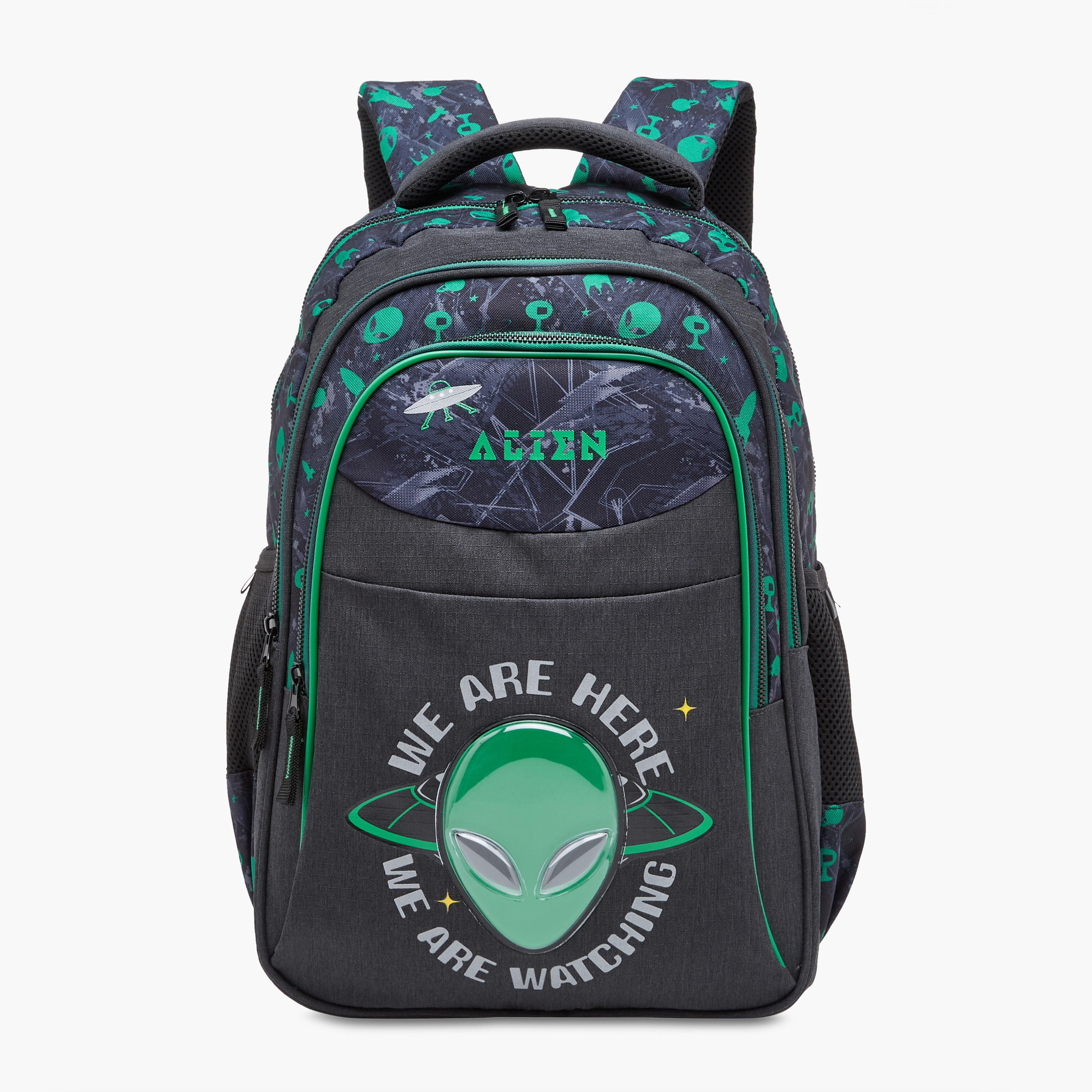 Alien Print 16-inch Backpack with Adjustable Shoulder Straps - 29x17x42 cms-school-bagsandbackpacks-backpacks-image-1