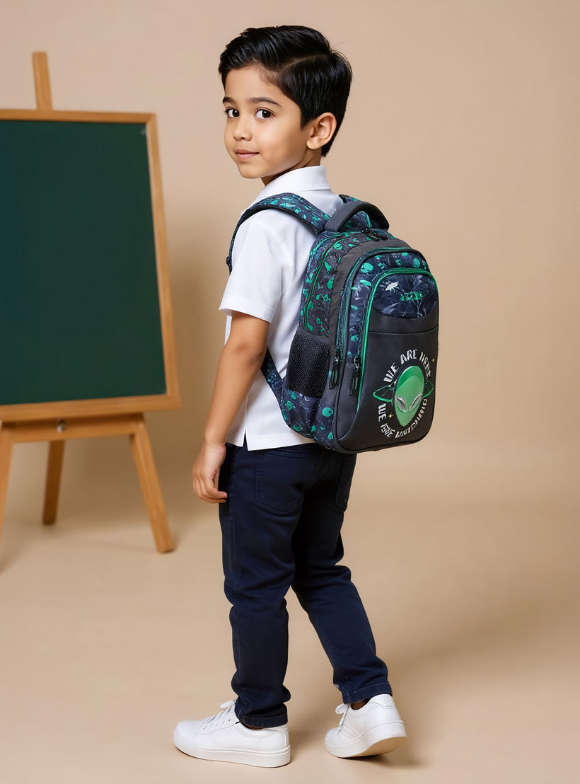 Alien Print 16-inch Backpack with Adjustable Shoulder Straps - 29x17x42 cms-school-bagsandbackpacks-backpacks-image-2