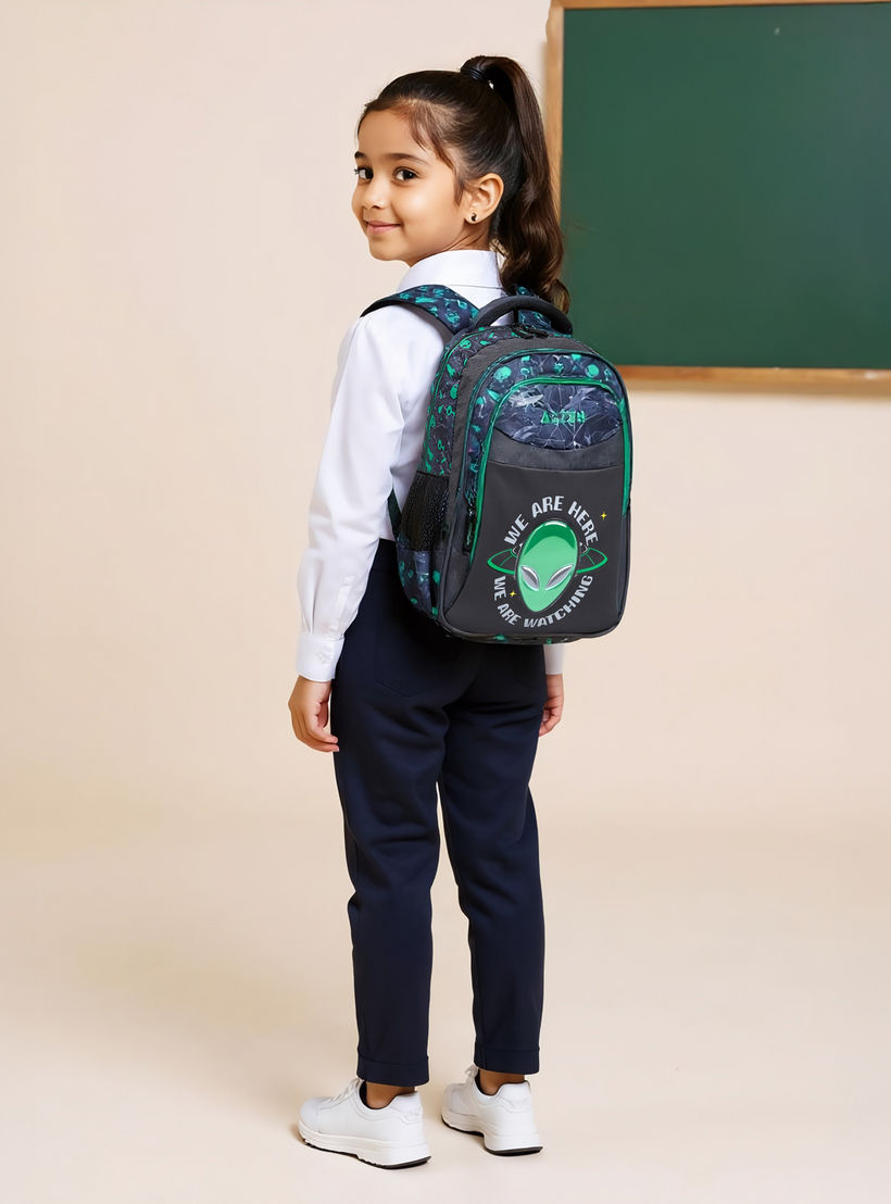 Alien Print 16-inch Backpack with Adjustable Shoulder Straps - 29x17x42 cms-school-bagsandbackpacks-backpacks-image-3