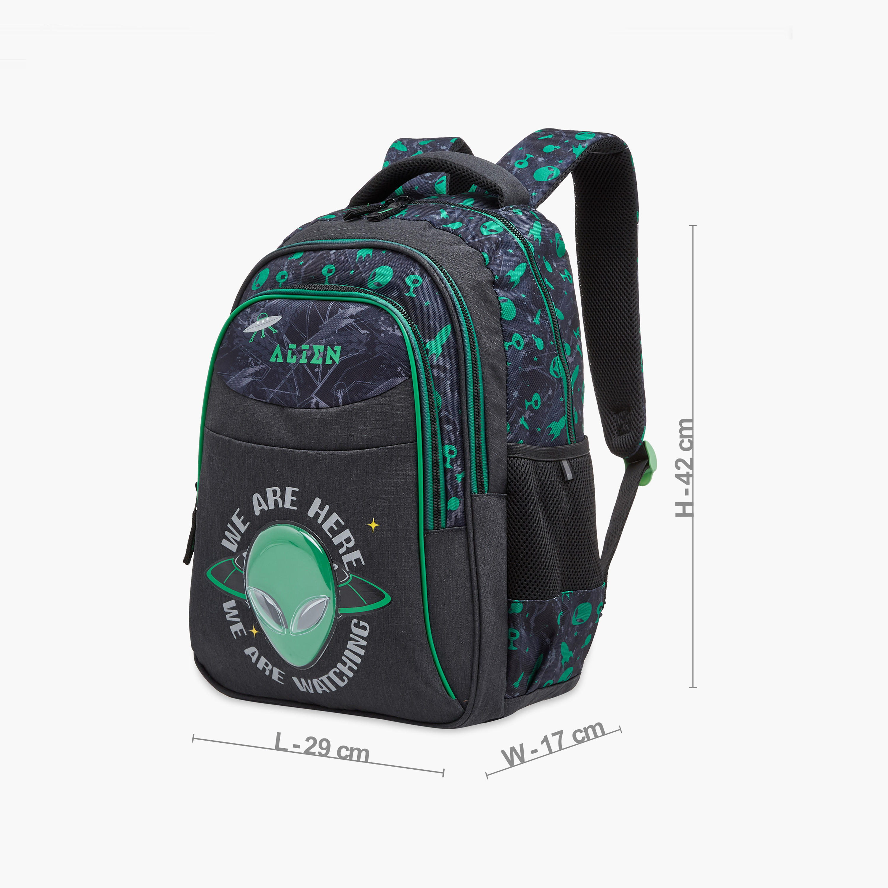 Alien Print 16-inch Backpack with Adjustable Shoulder Straps - 29x17x42 cms-school-bagsandbackpacks-backpacks-image-4