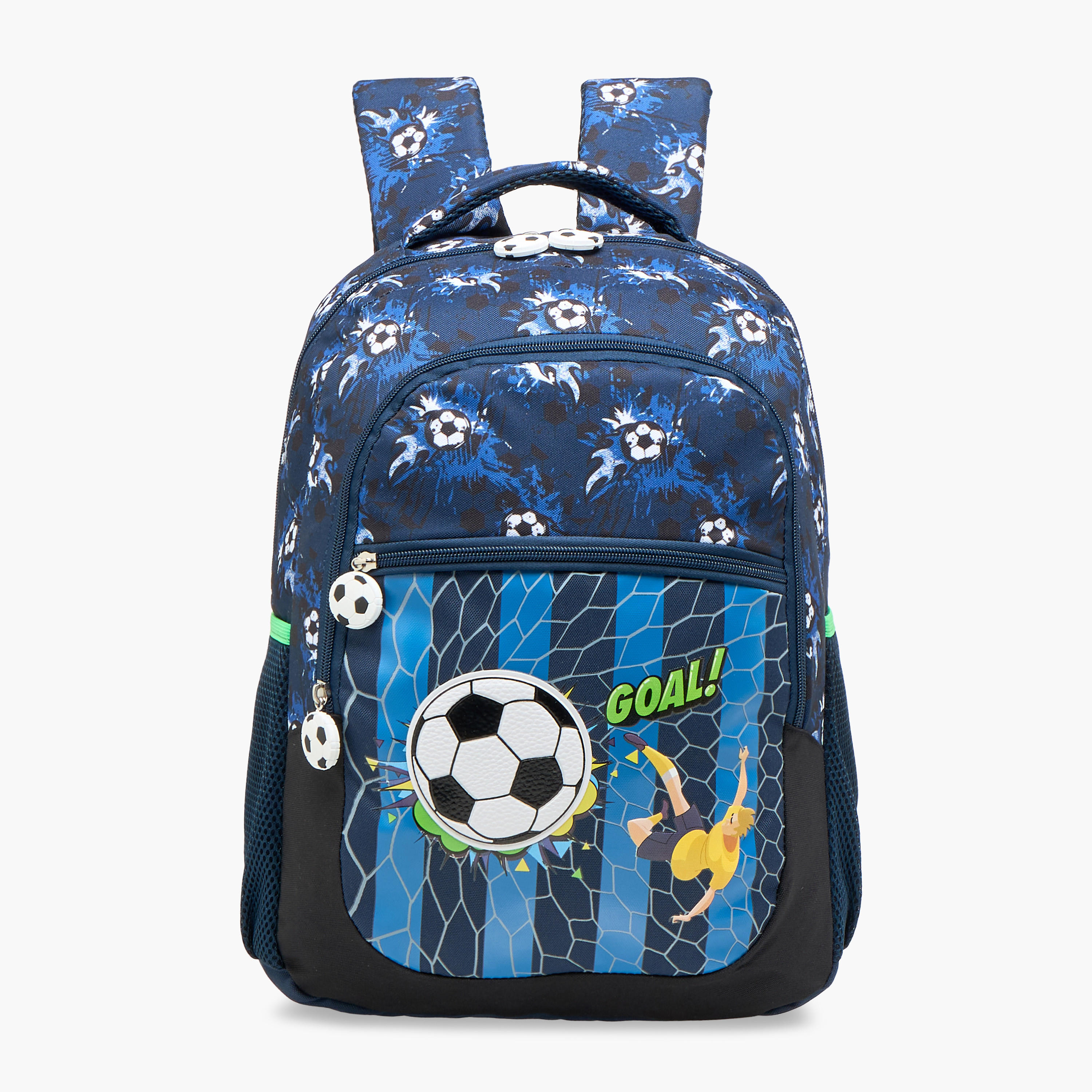 Football Print 16-inch Backpack with Adjustable Shoulder Straps and Zip Closure - 30x14x41 cms-school-bagsandbackpacks-backpacks-image-1