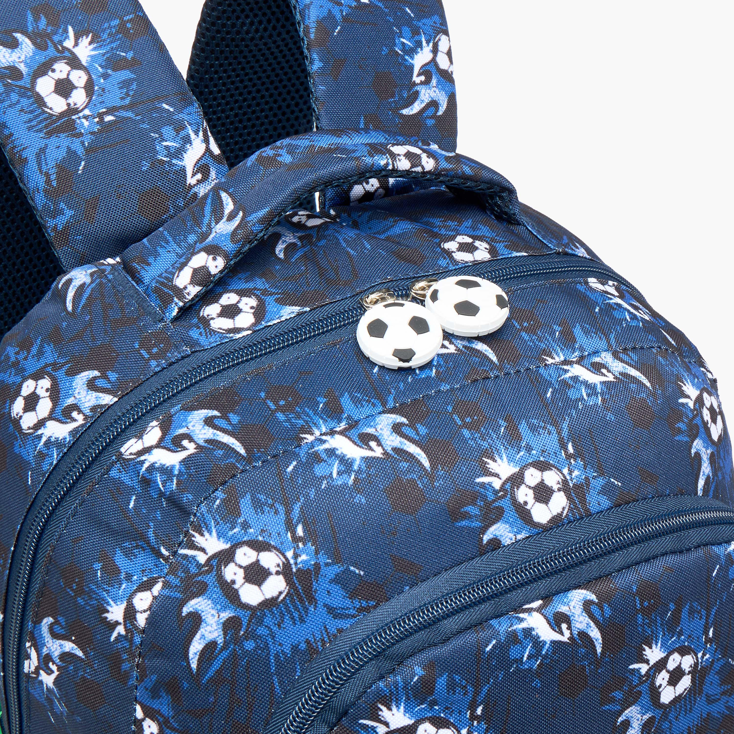 Football Print 16-inch Backpack with Adjustable Shoulder Straps and Zip Closure - 30x14x41 cms-school-bagsandbackpacks-backpacks-image-7