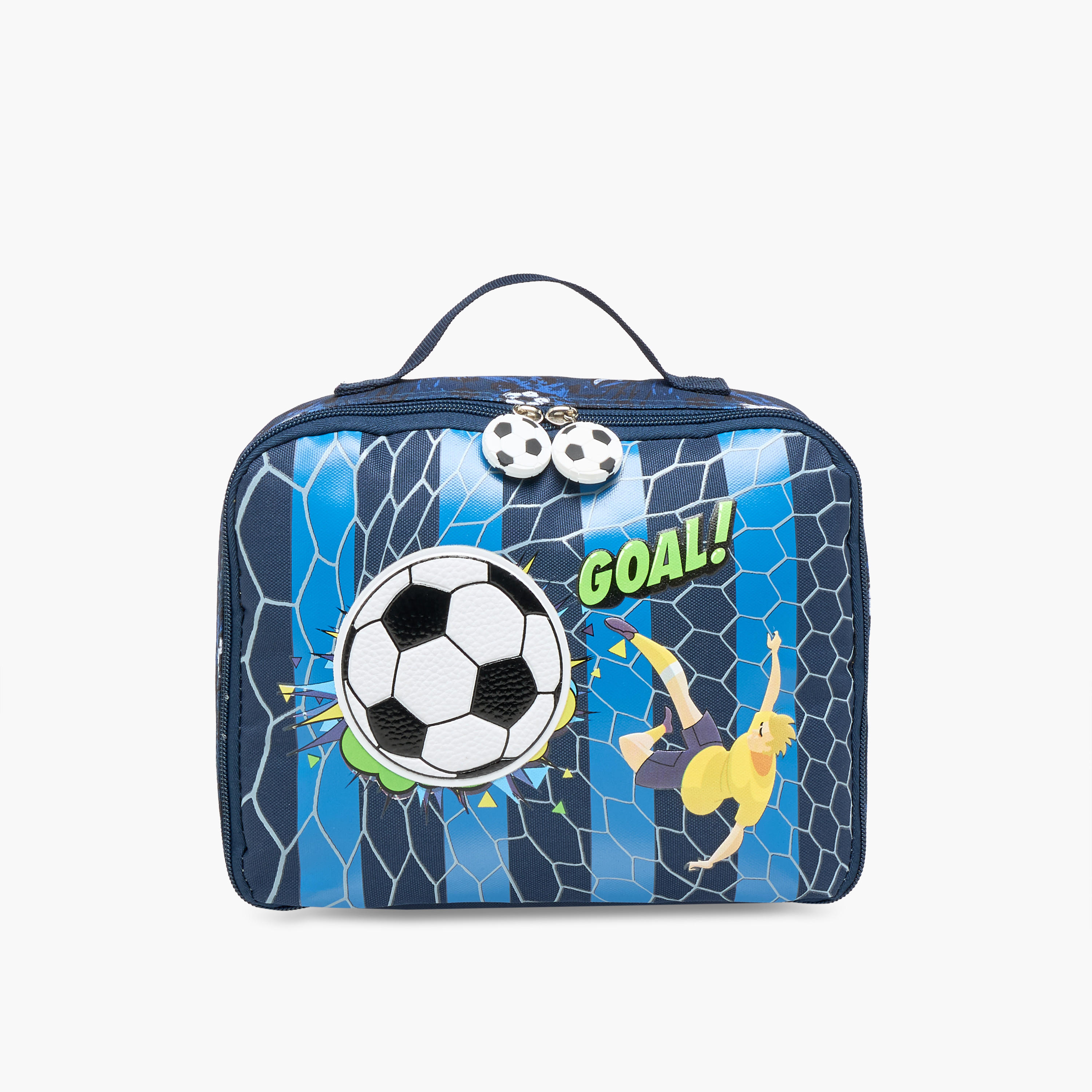 Football Print Lunch Bag with Zip Closure and Handle-school-lunchessentials-lunchbags-image-1