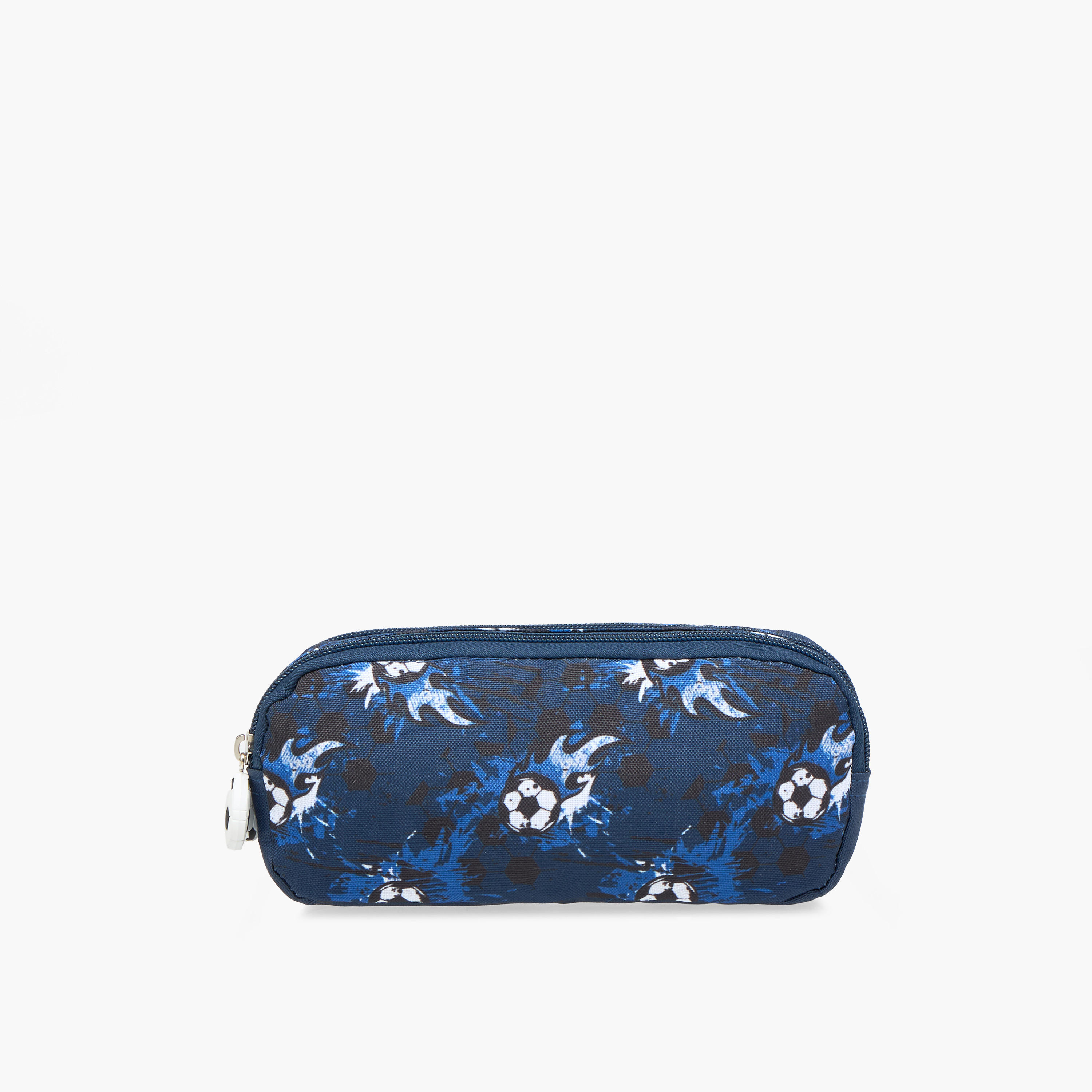 Football Print Pencil Pouch with Zip Closure-school-stationery-pencilcases-image-1
