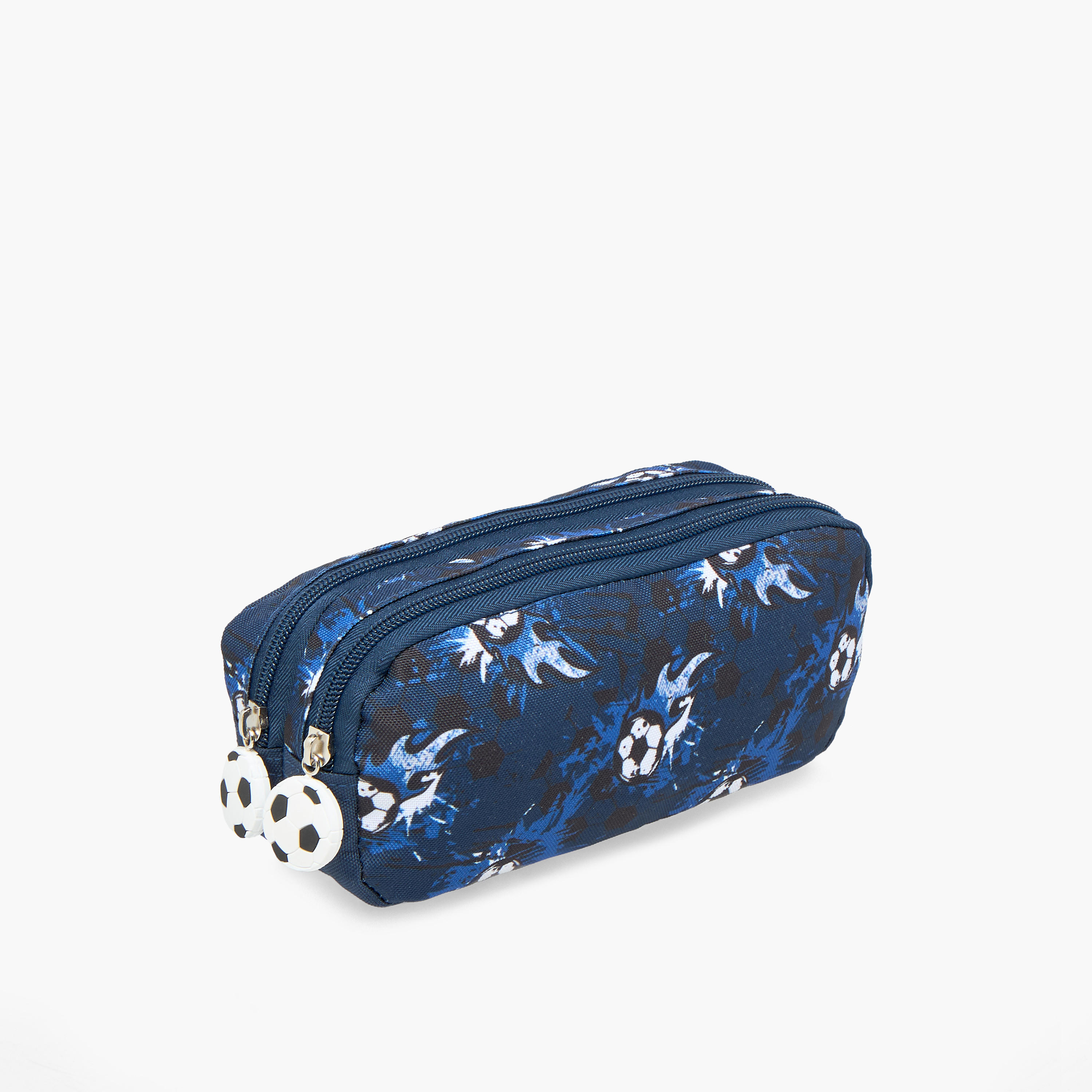 Football Print Pencil Pouch with Zip Closure-school-stationery-pencilcases-image-2