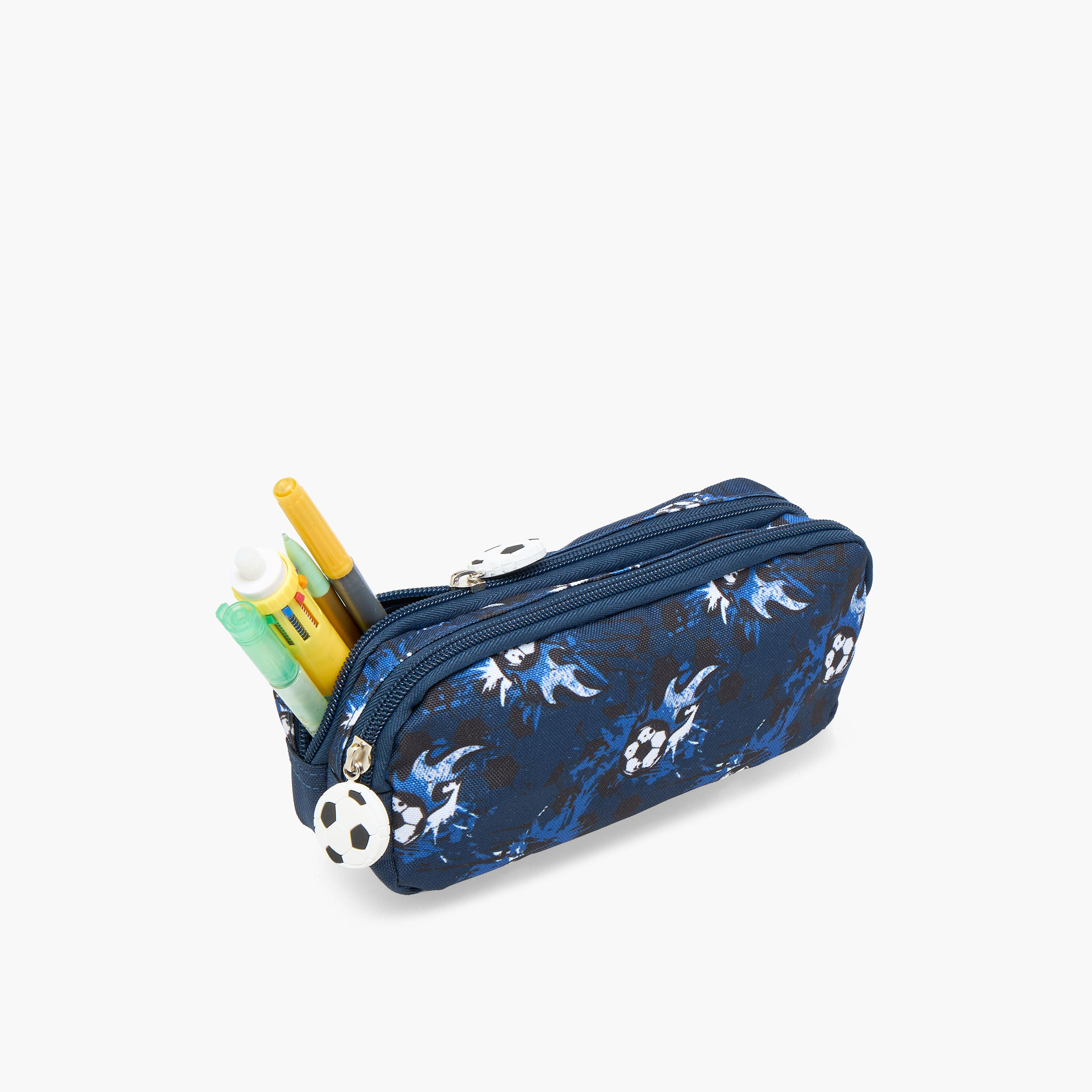 Football Print Pencil Pouch with Zip Closure-school-stationery-pencilcases-image-5