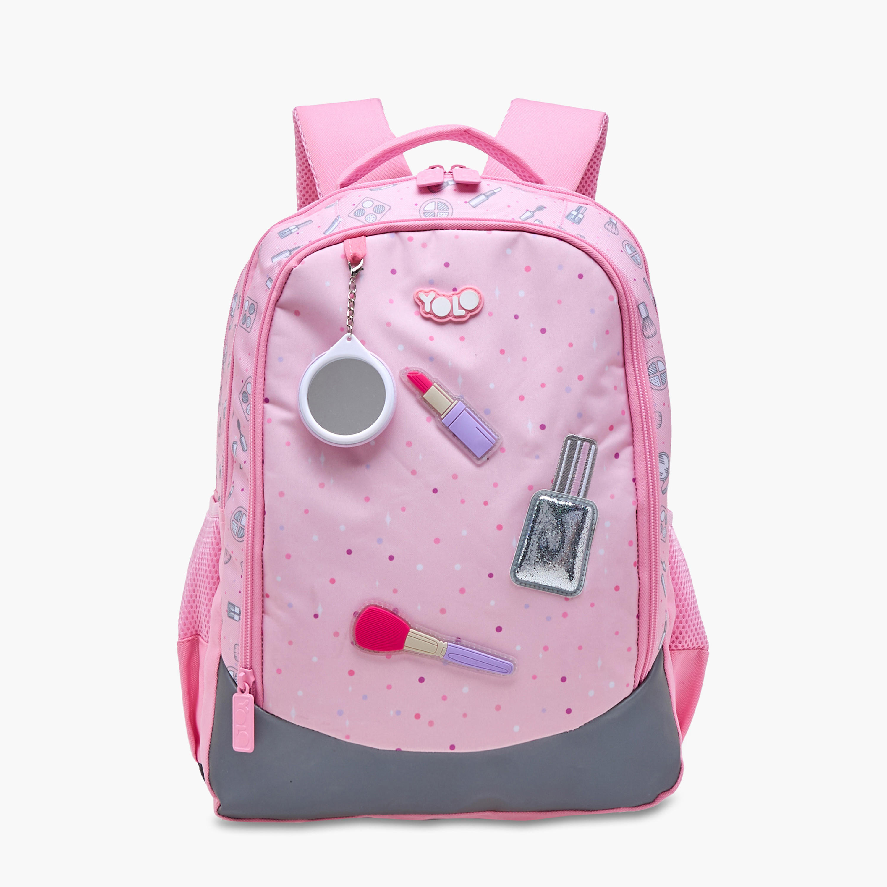 Yolo Applique Detail Backpack with Adjustable Straps and Zip Closure - 30x40x20 cms-school-bagsandbackpacks-backpacks-image-1