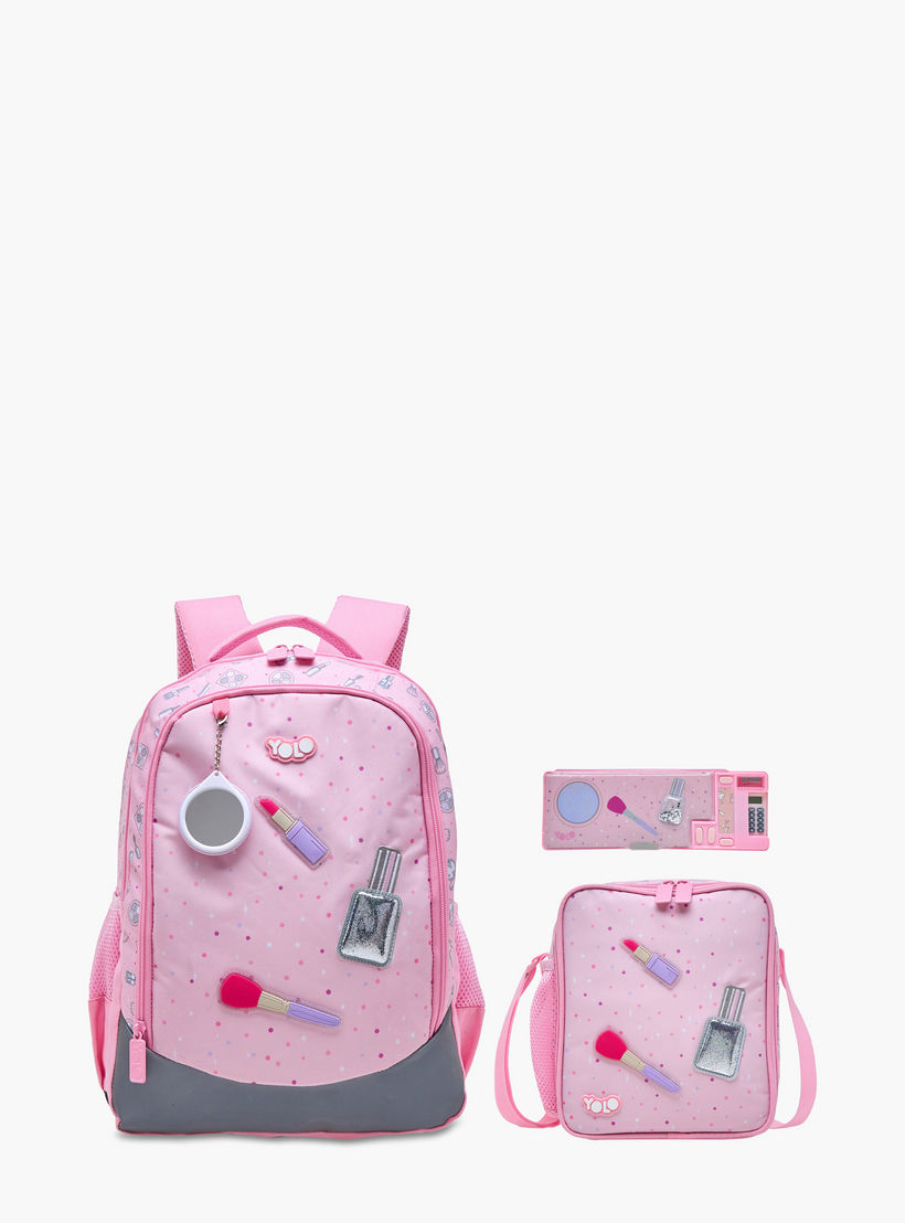 Yolo Applique Detail Backpack with Adjustable Straps and Zip Closure - 30x40x20 cms-school-bagsandbackpacks-backpacks-image-13