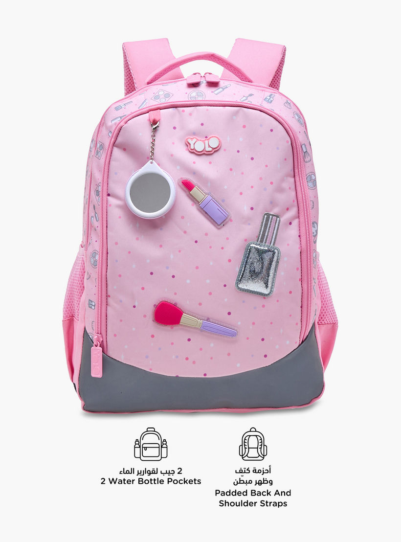 Yolo Applique Detail Backpack with Adjustable Straps and Zip Closure - 30x40x20 cms-school-bagsandbackpacks-backpacks-image-4