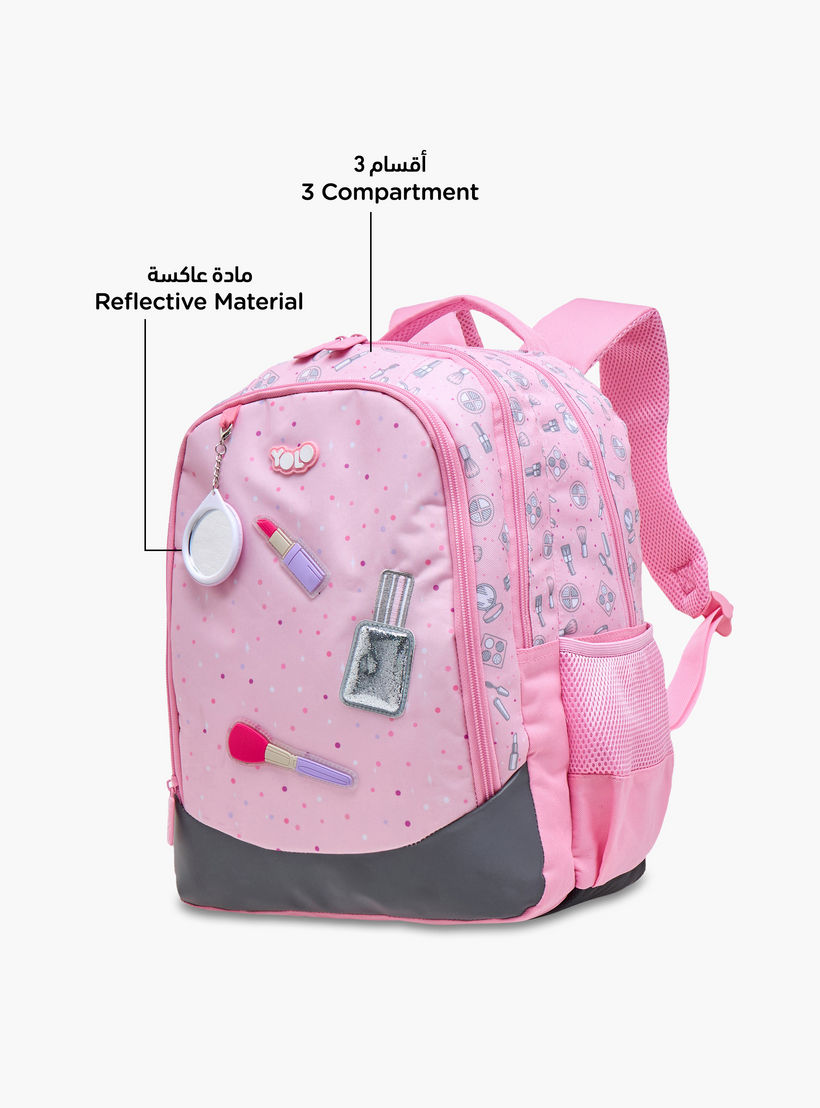 Yolo Applique Detail Backpack with Adjustable Straps and Zip Closure - 30x40x20 cms-school-bagsandbackpacks-backpacks-image-6