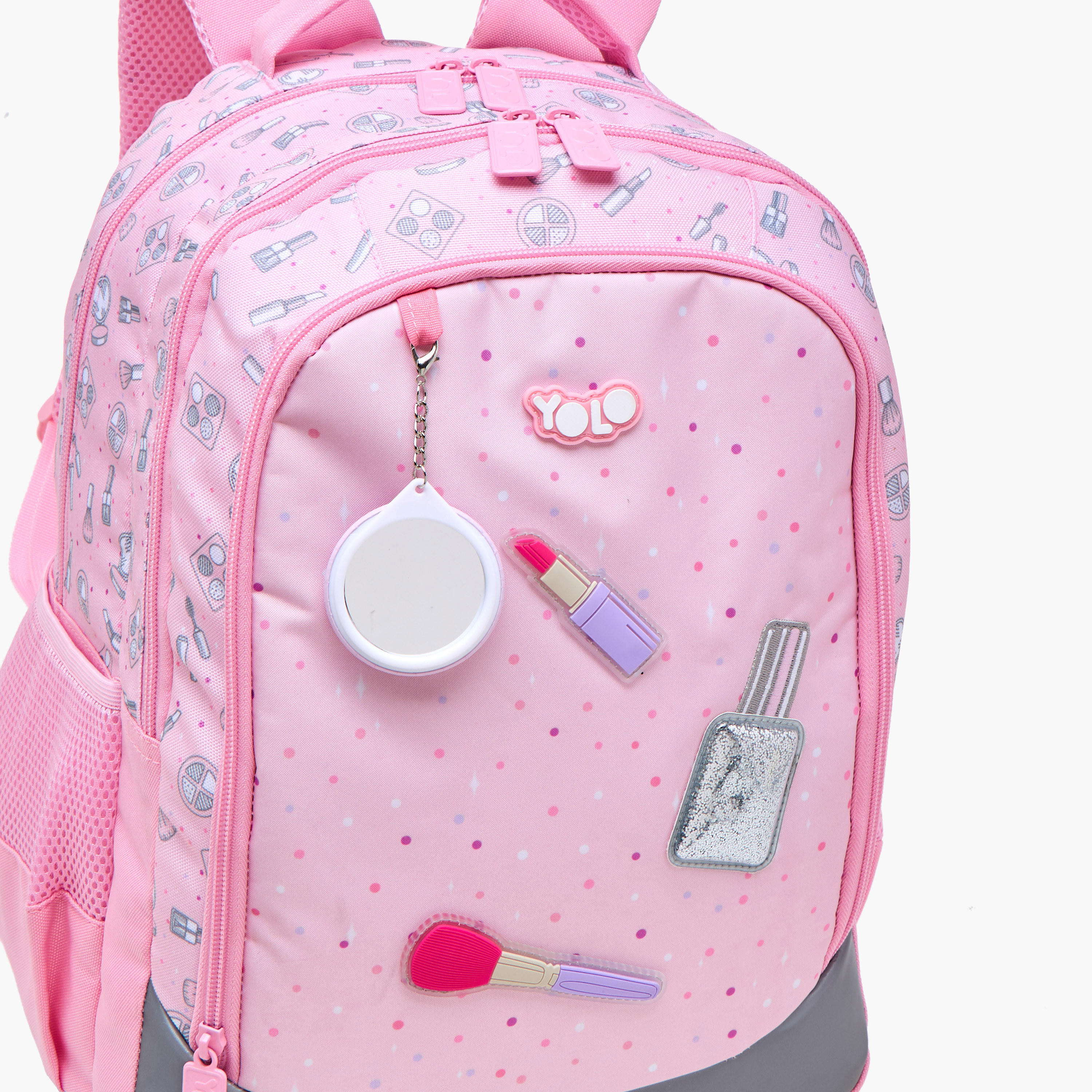 Yolo Applique Detail Backpack with Adjustable Straps and Zip Closure - 30x40x20 cms-school-bagsandbackpacks-backpacks-image-8