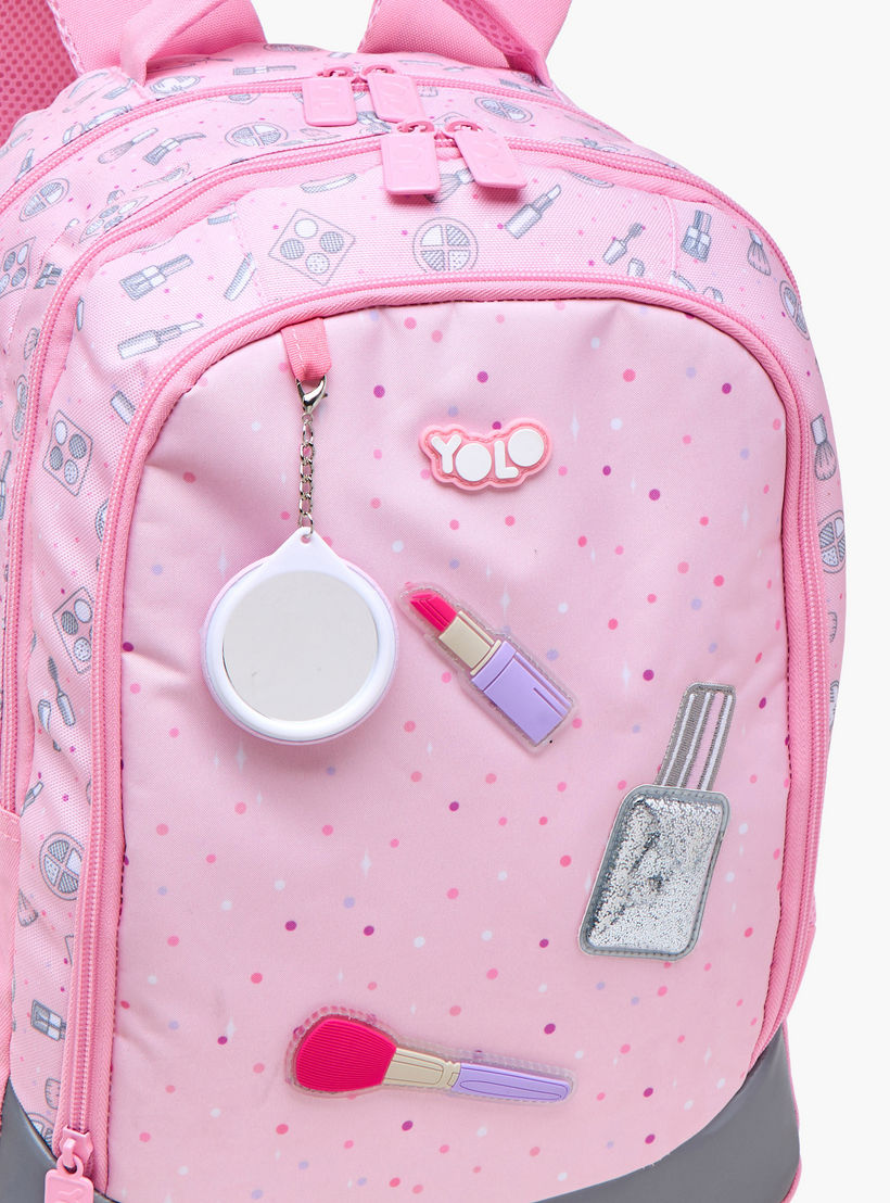 Yolo Applique Detail Backpack with Adjustable Straps and Zip Closure - 30x40x20 cms-school-bagsandbackpacks-backpacks-image-8
