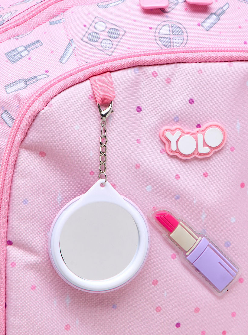 Yolo Applique Detail Backpack with Adjustable Straps and Zip Closure - 30x40x20 cms-school-bagsandbackpacks-backpacks-image-9