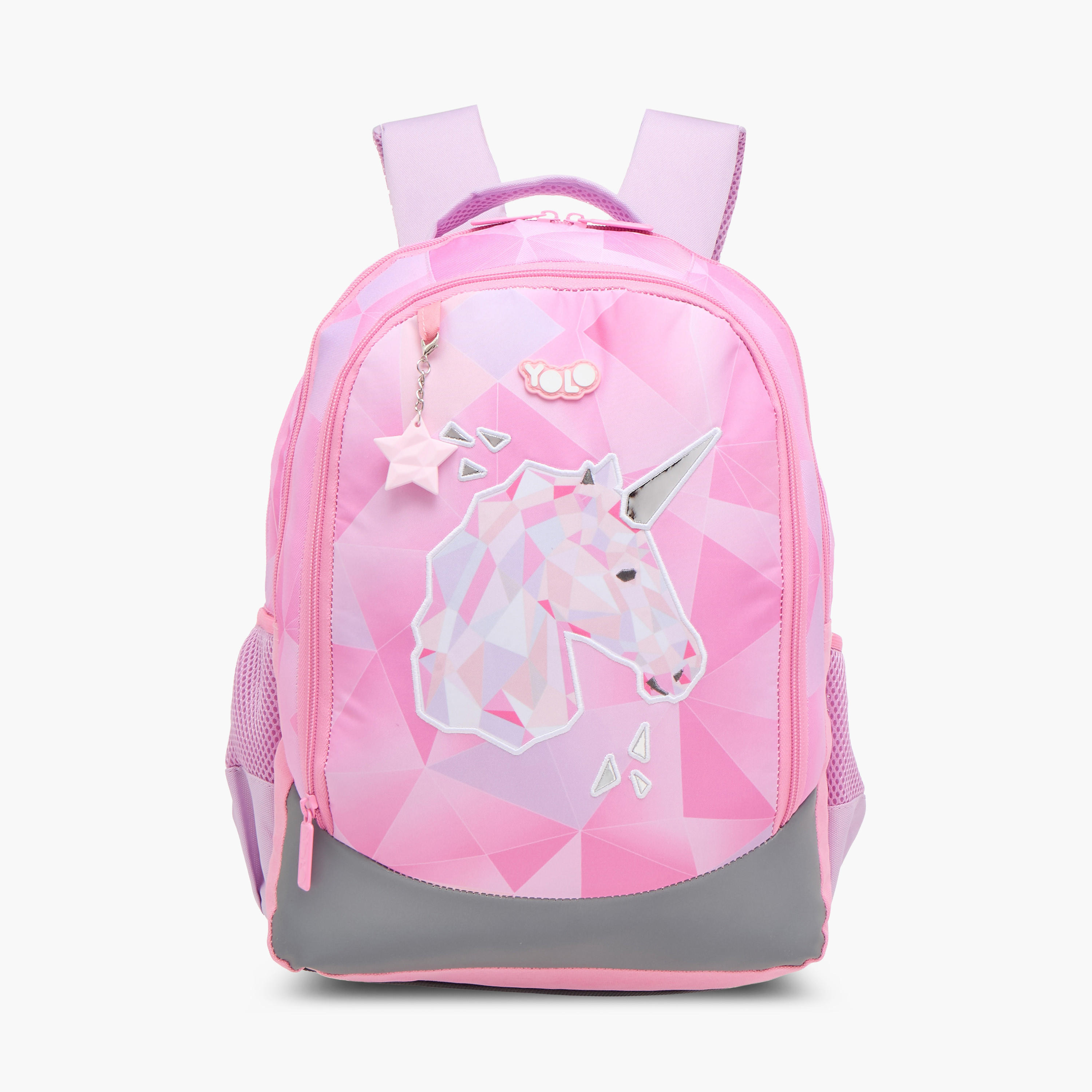 Yolo Unicorn Print Backpack with Adjustable Straps and Zip Closure - 30x40x20 cms-school-bagsandbackpacks-backpacks-image-1
