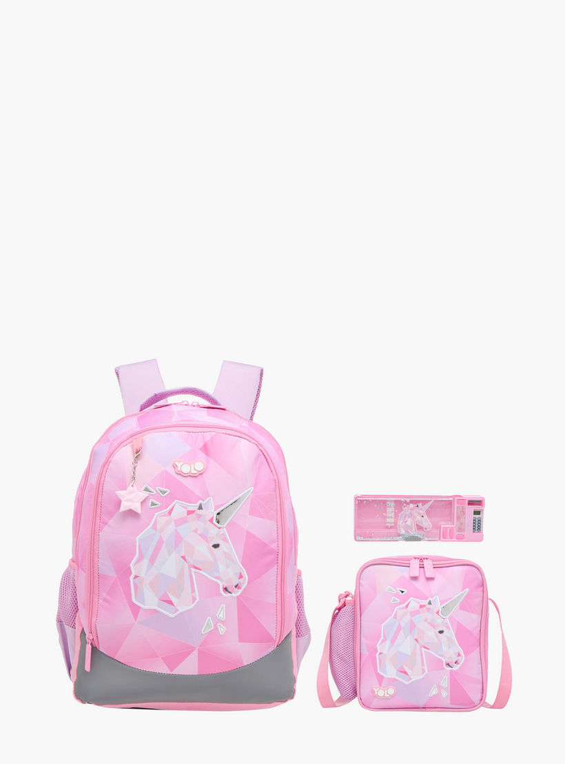 Yolo Unicorn Print Backpack with Adjustable Straps and Zip Closure - 30x40x20 cms-school-bagsandbackpacks-backpacks-image-11
