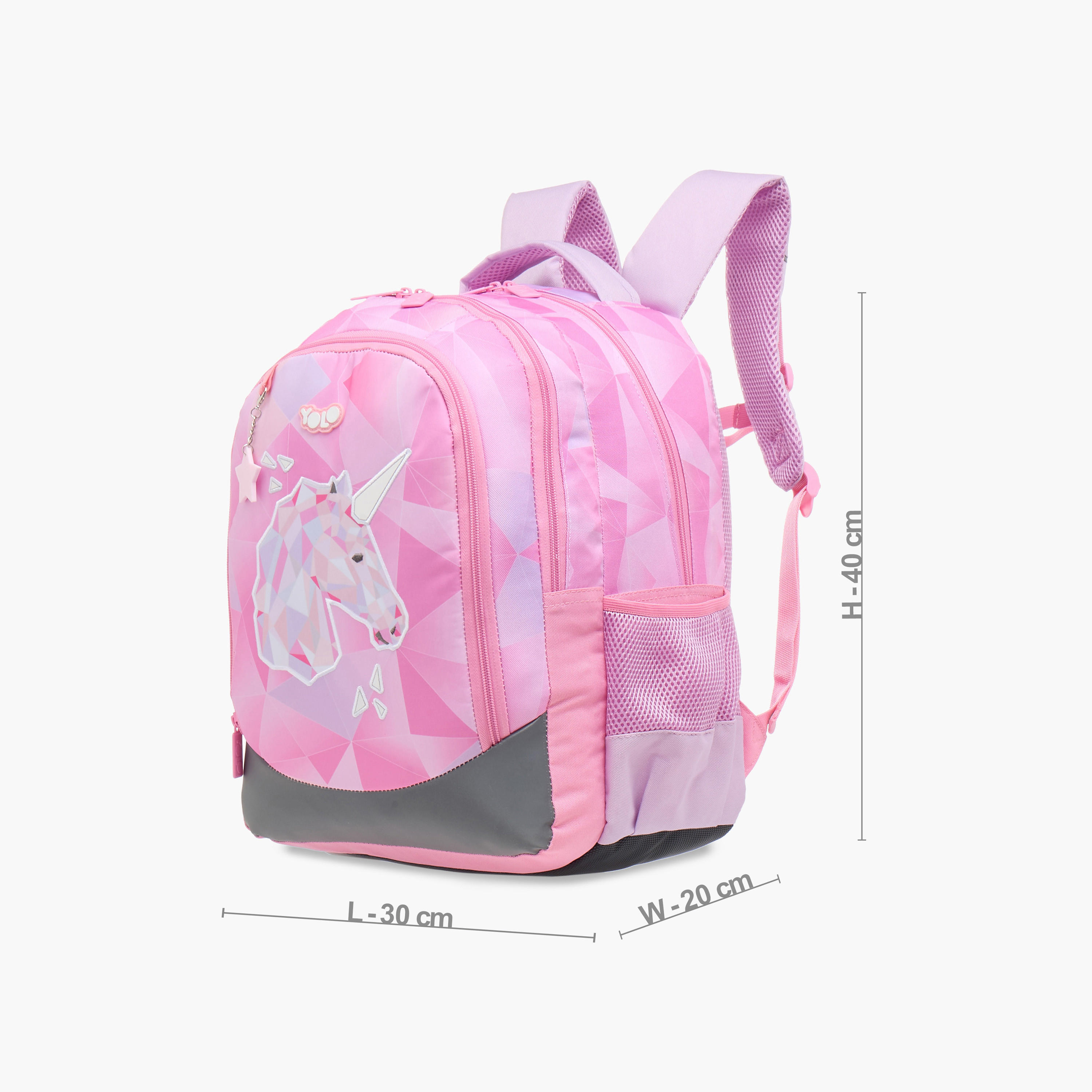 Yolo Unicorn Print Backpack with Adjustable Straps and Zip Closure - 30x40x20 cms-school-bagsandbackpacks-backpacks-image-2
