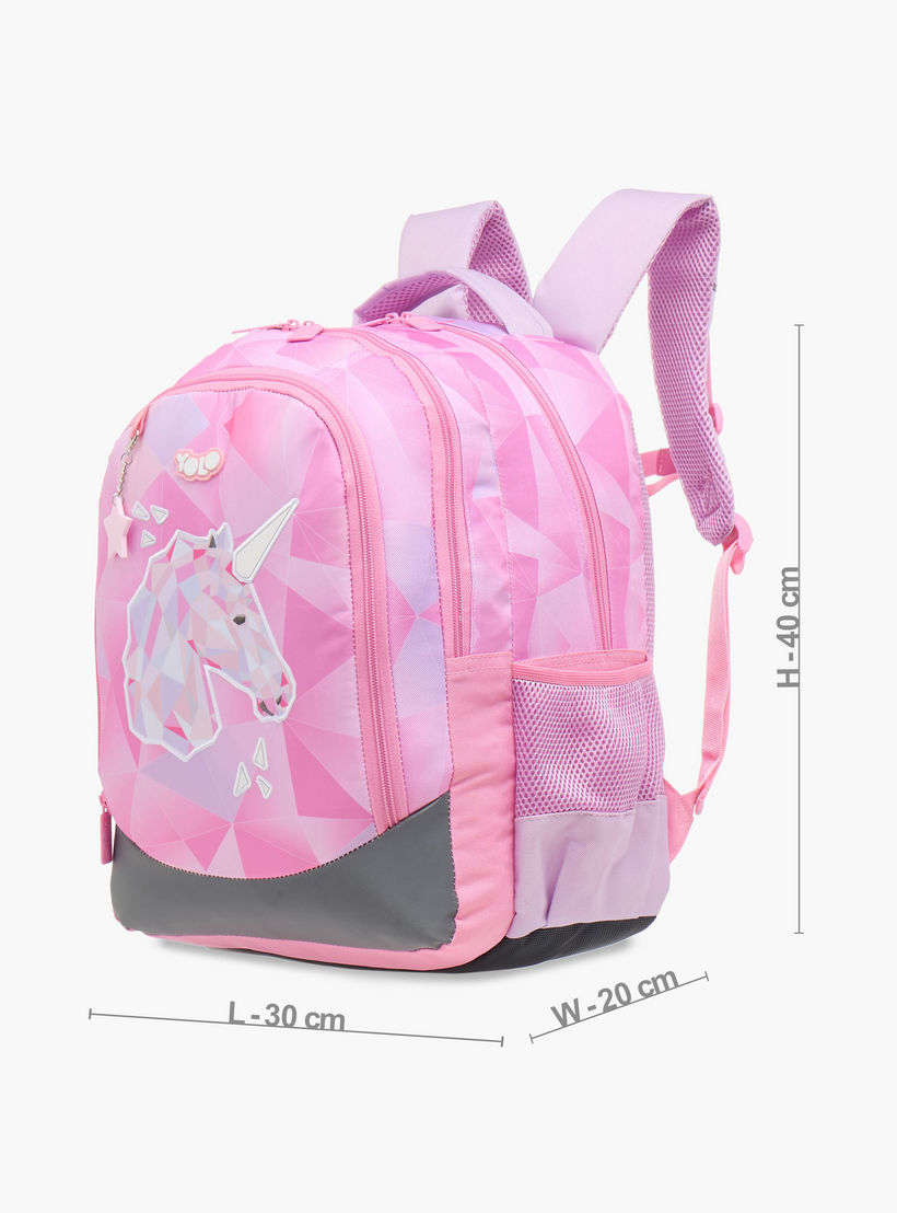 Yolo Unicorn Print Backpack with Adjustable Straps and Zip Closure - 30x40x20 cms-school-bagsandbackpacks-backpacks-image-2