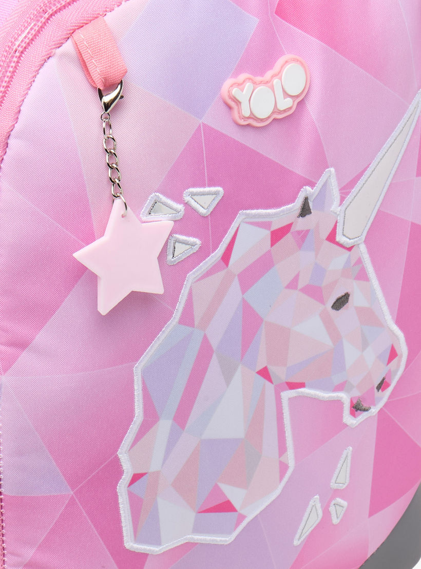 Yolo Unicorn Print Backpack with Adjustable Straps and Zip Closure - 30x40x20 cms-school-bagsandbackpacks-backpacks-image-7