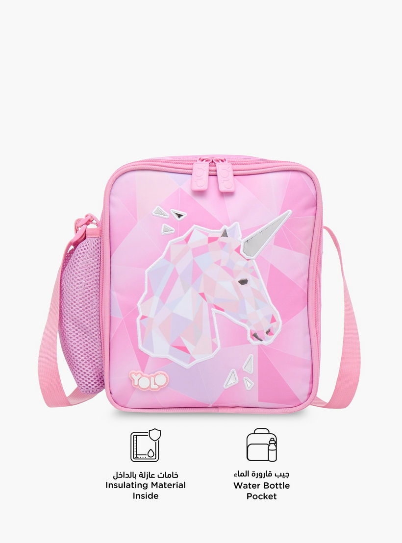 شنطة غداء بطبعات يونيكورن وحزام قابل للتعديل وسحاب إغلاق من يولو-school-lunchessentials-lunchbags-image-4