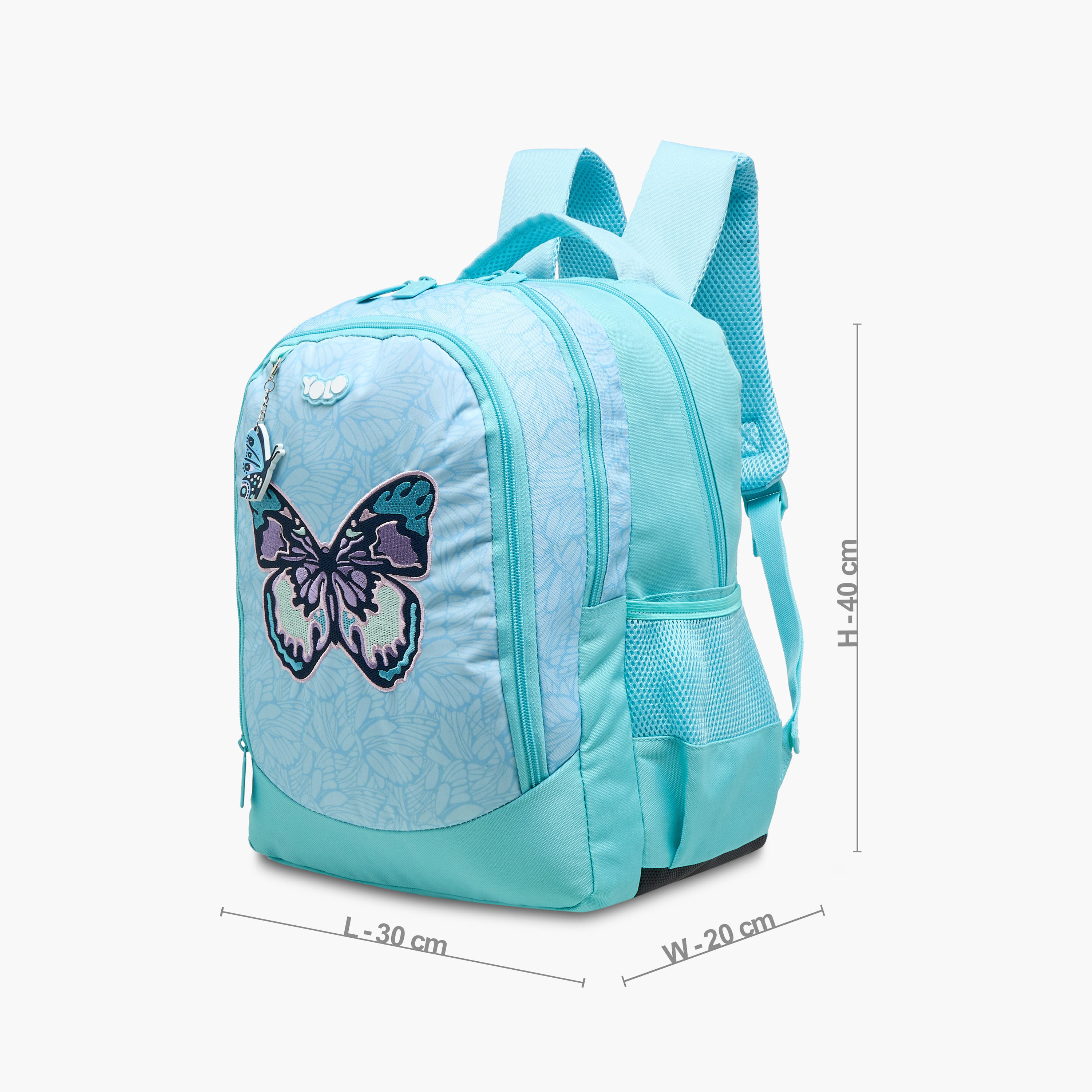 Yolo Butterfly Print Backpack with Zip Closure and Laptop Compartment - 30x40x20 cms-school-bagsandbackpacks-backpacks-image-3