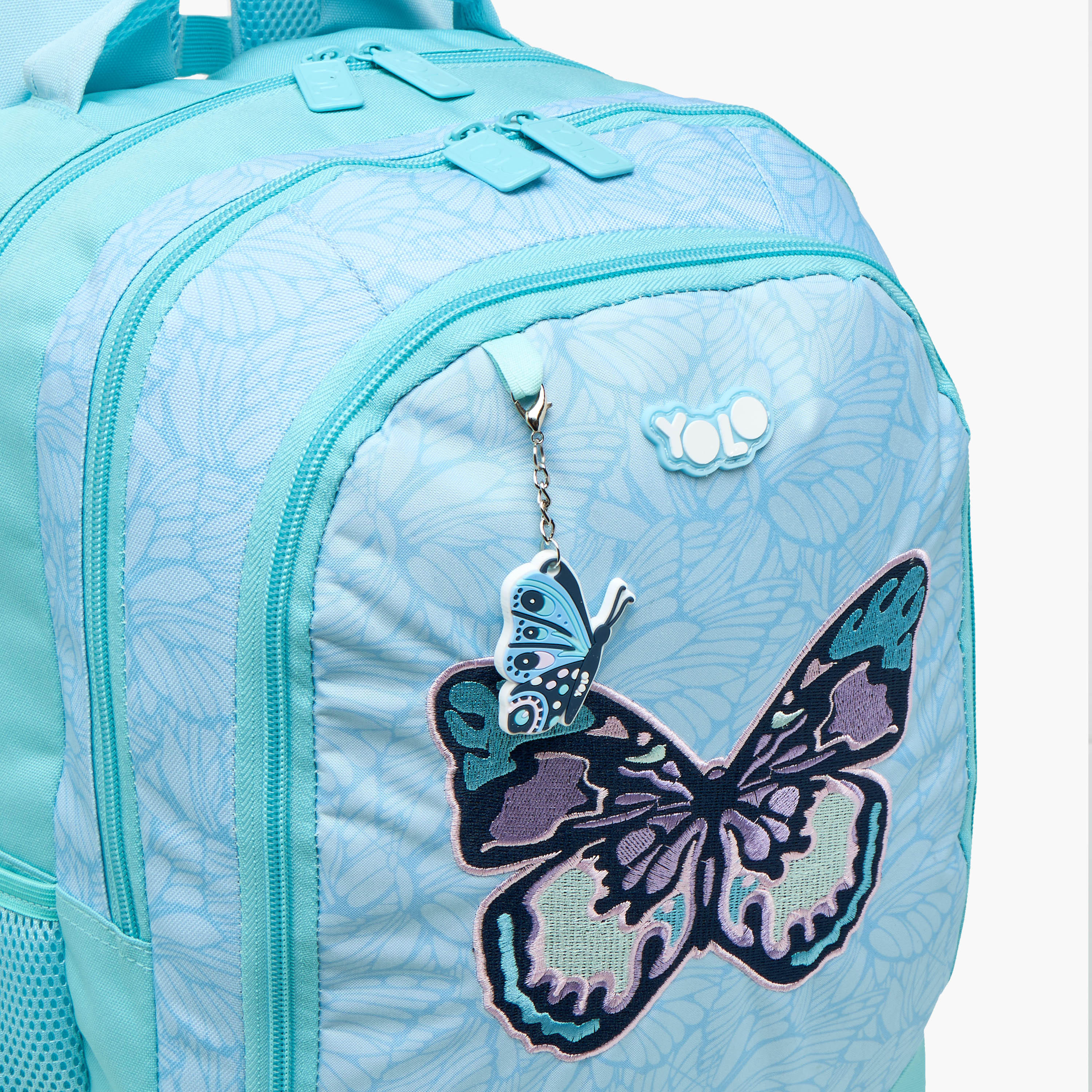 Yolo Butterfly Print Backpack with Zip Closure and Laptop Compartment - 30x40x20 cms-school-bagsandbackpacks-backpacks-image-8