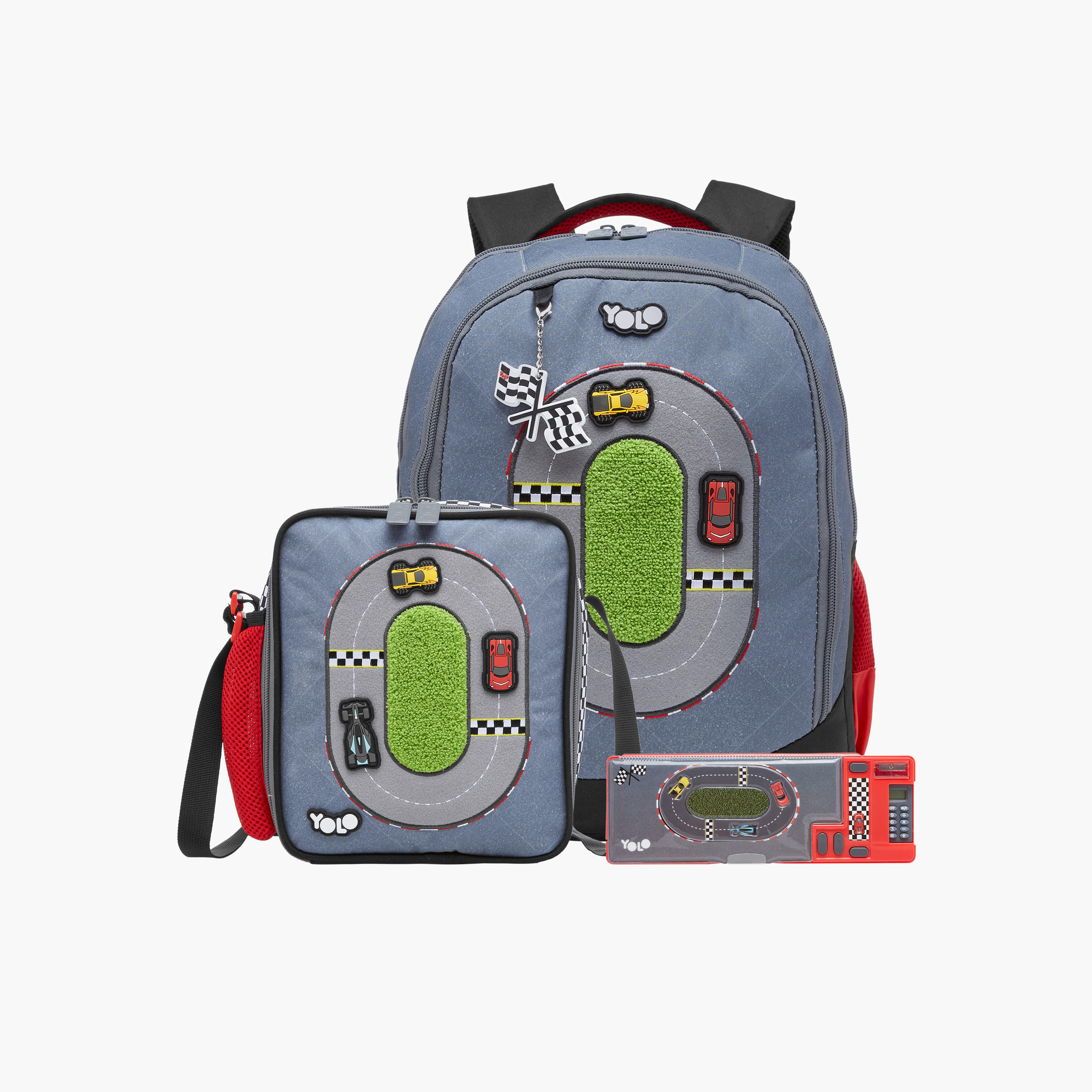 Yolo Racing Track Applique Backpack with Adjustable Straps and Zip Closure - 30x40x20 cms-school-bagsandbackpacks-backpacks-image-9
