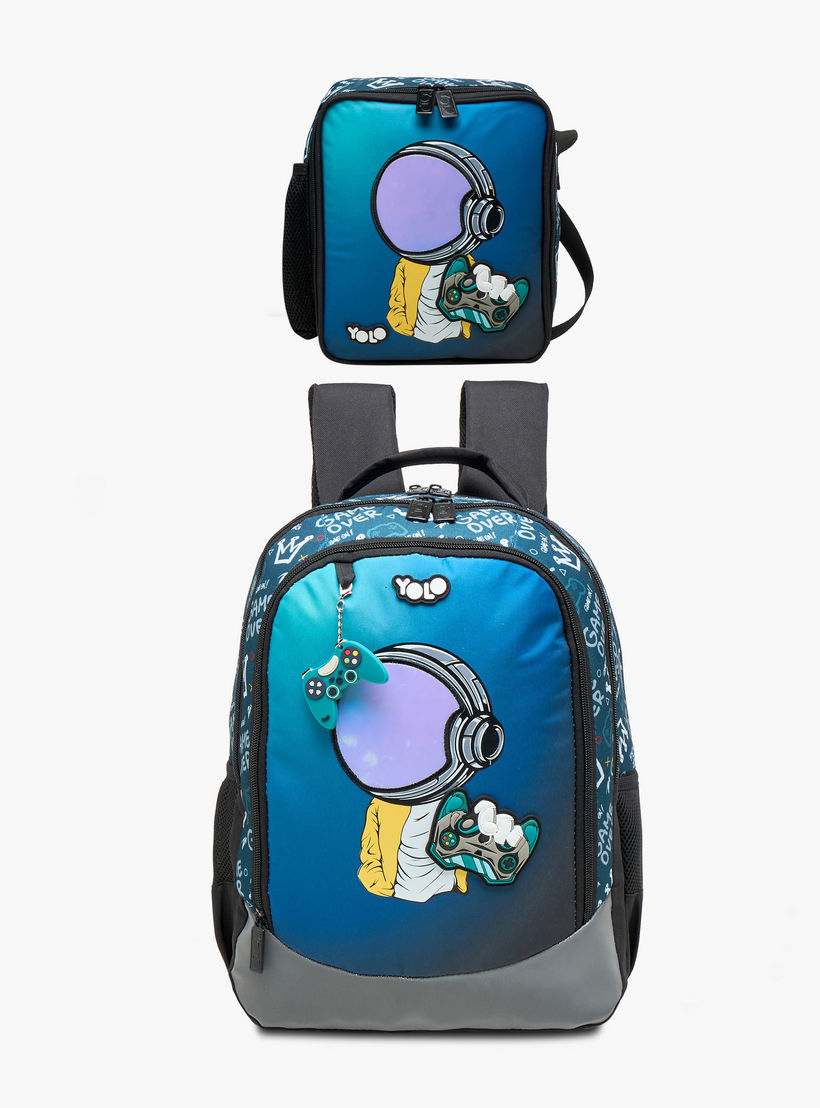 Yolo Gamer Print Backpack with Zip Closure and Laptop Compartment - 30x40x20 cms-school-bagsandbackpacks-backpacks-image-1