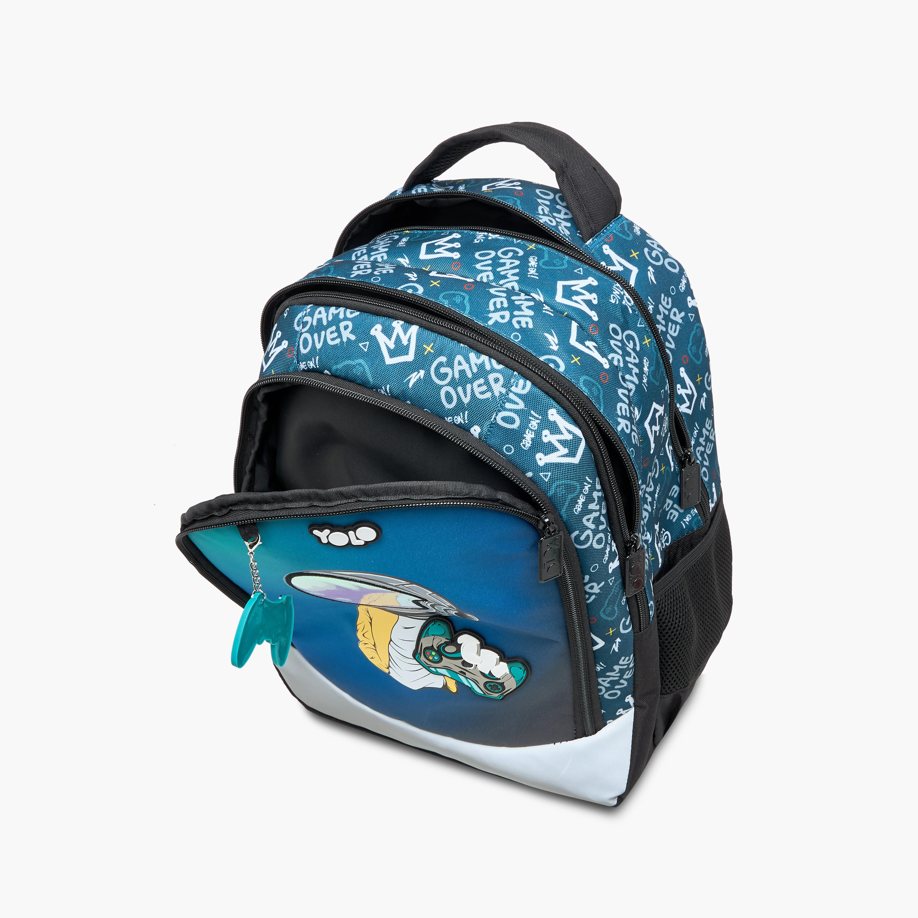 Yolo Gamer Print Backpack with Zip Closure and Laptop Compartment - 30x40x20 cms-school-bagsandbackpacks-backpacks-image-12