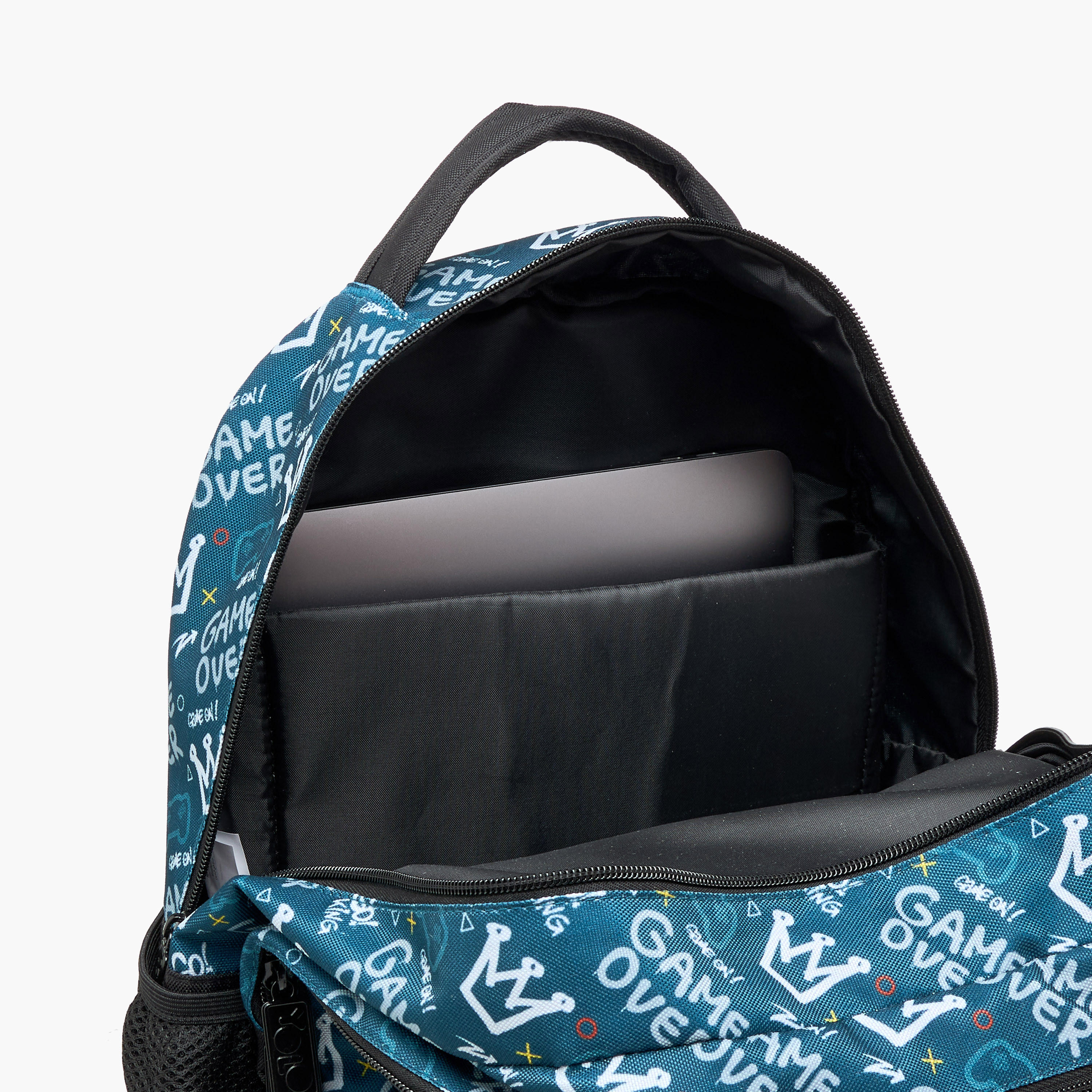 Yolo Gamer Print Backpack with Zip Closure and Laptop Compartment - 30x40x20 cms-school-bagsandbackpacks-backpacks-image-13