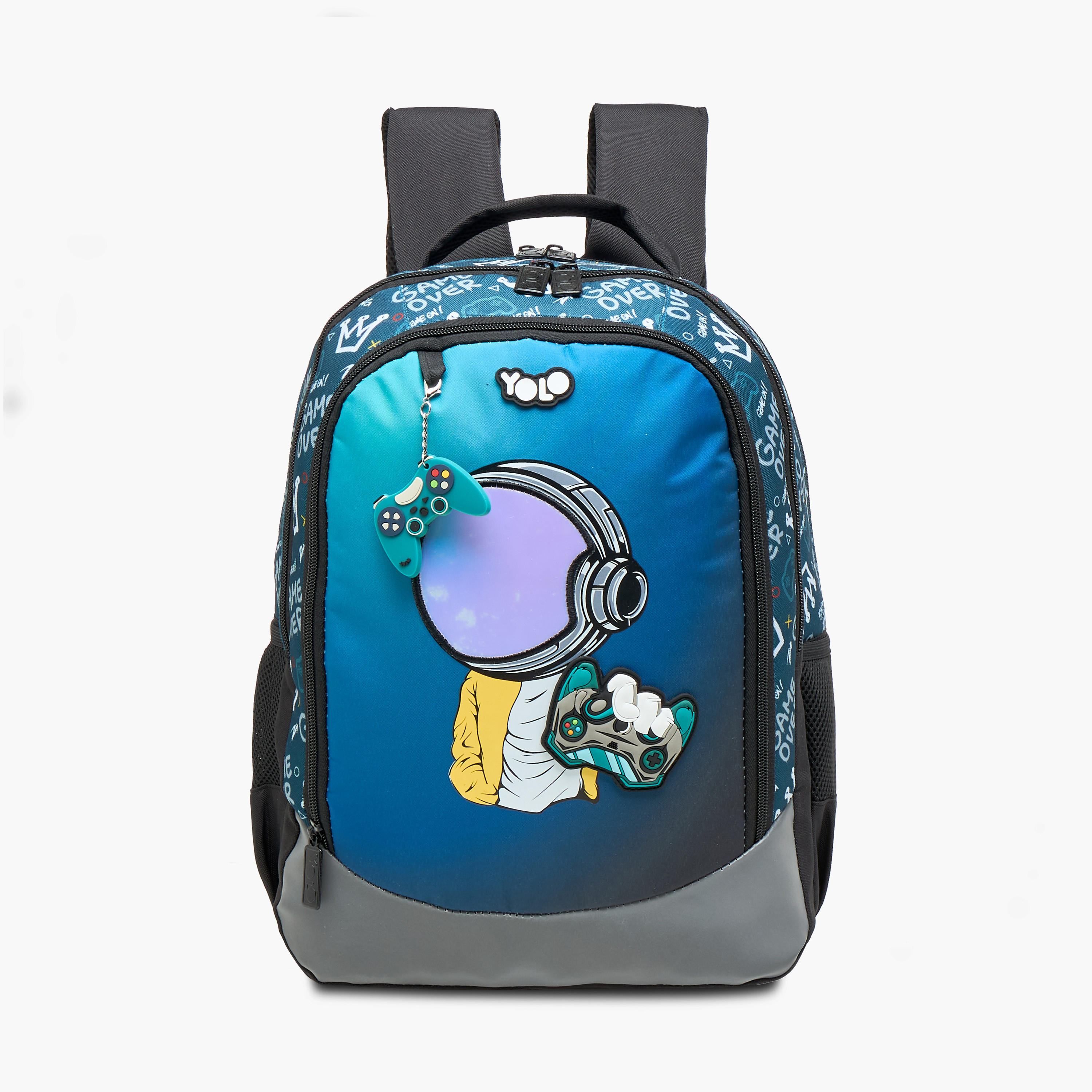 Yolo Gamer Print Backpack with Zip Closure and Laptop Compartment - 30x40x20 cms-school-bagsandbackpacks-backpacks-image-4