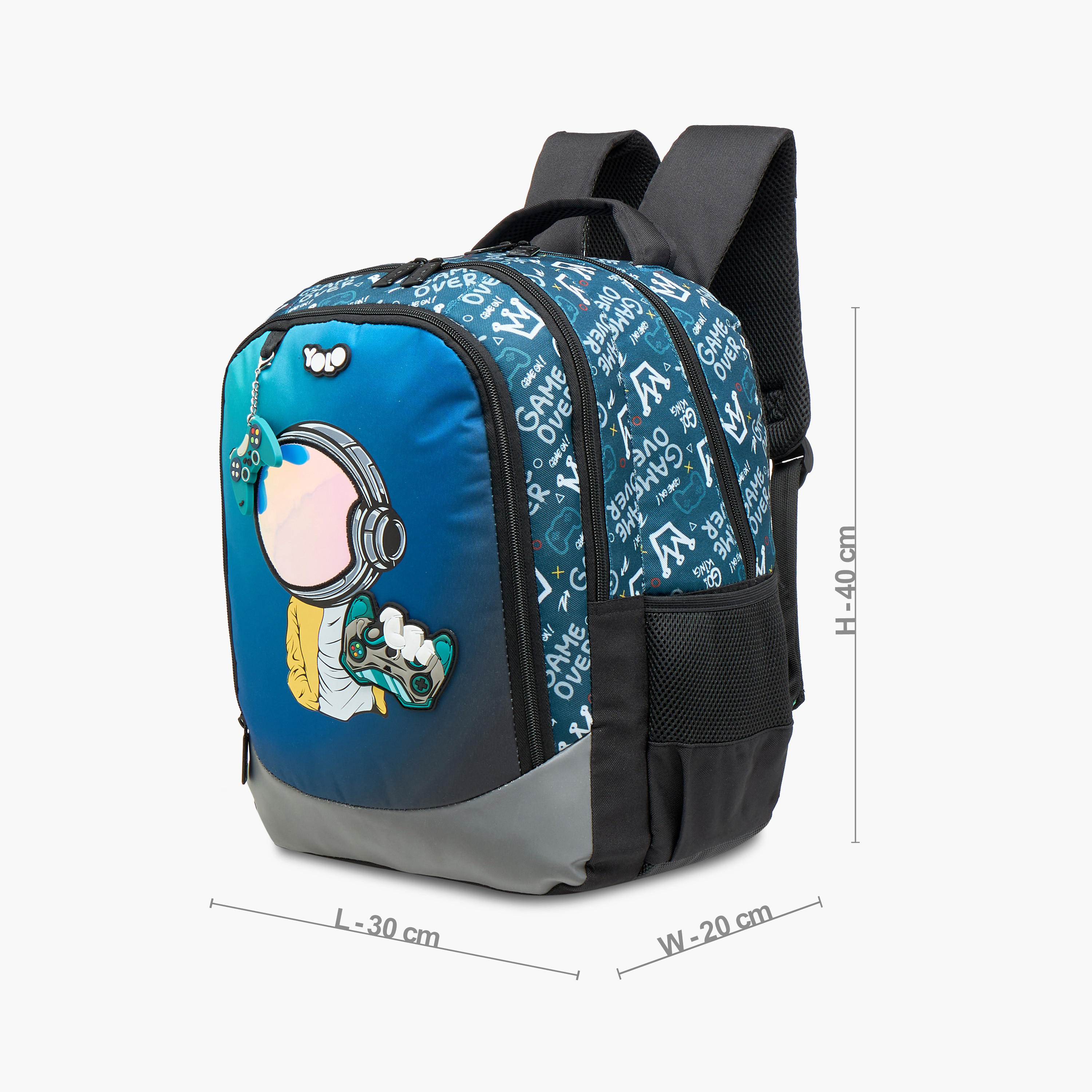Yolo Gamer Print Backpack with Zip Closure and Laptop Compartment - 30x40x20 cms-school-bagsandbackpacks-backpacks-image-5