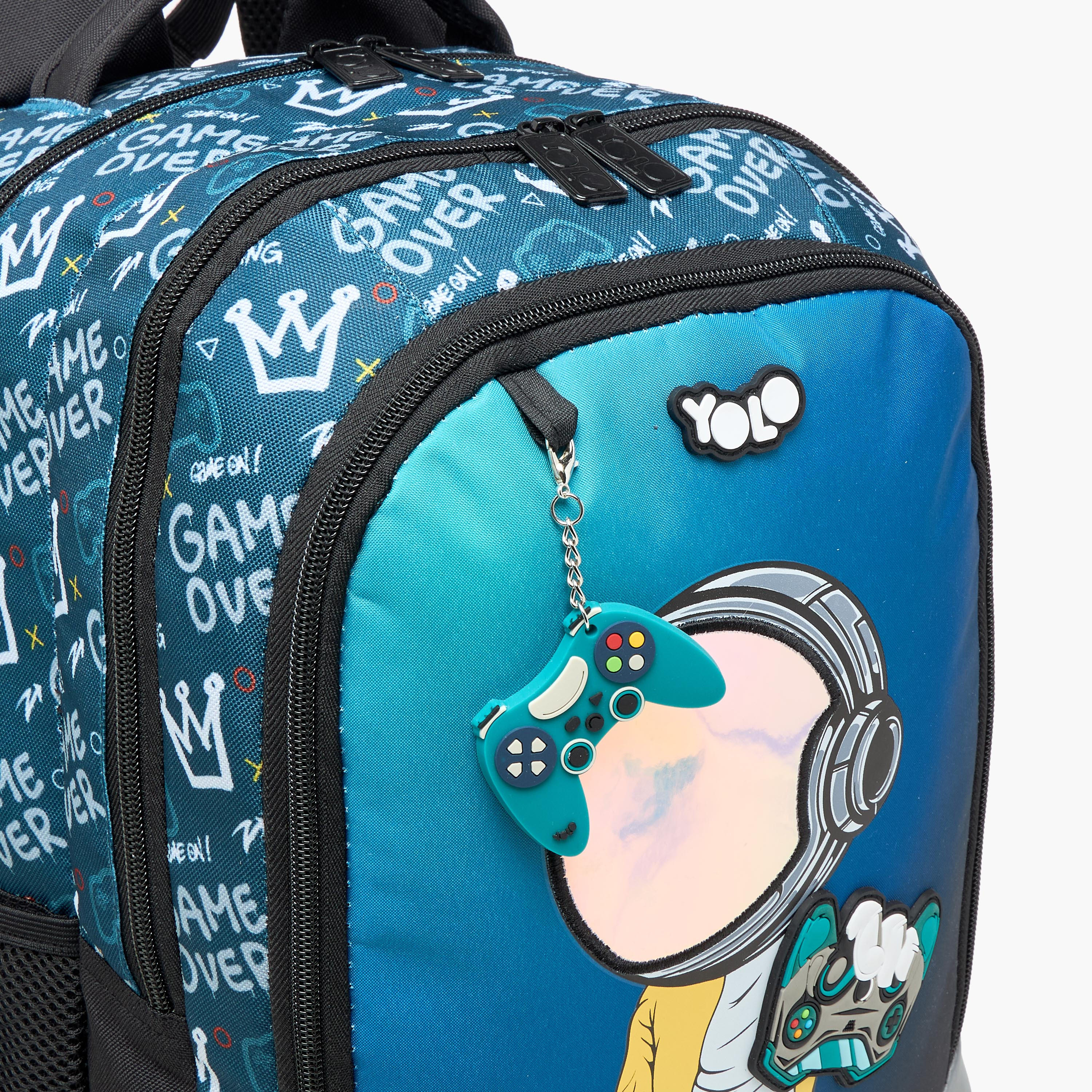 Yolo Gamer Print Backpack with Zip Closure and Laptop Compartment - 30x40x20 cms-school-bagsandbackpacks-backpacks-image-10