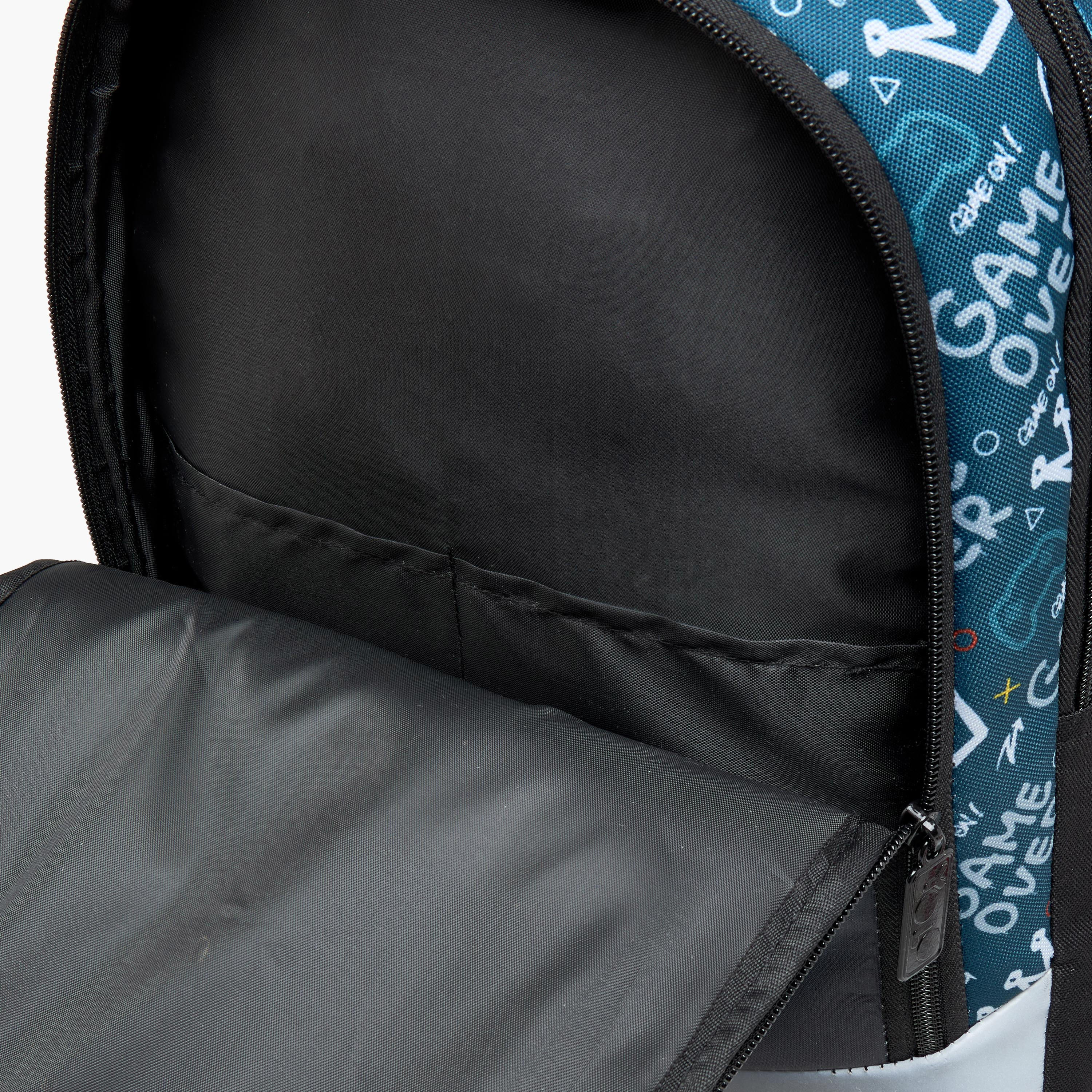 Yolo Gamer Print Backpack with Zip Closure and Laptop Compartment - 30x40x20 cms-school-bagsandbackpacks-backpacks-image-11