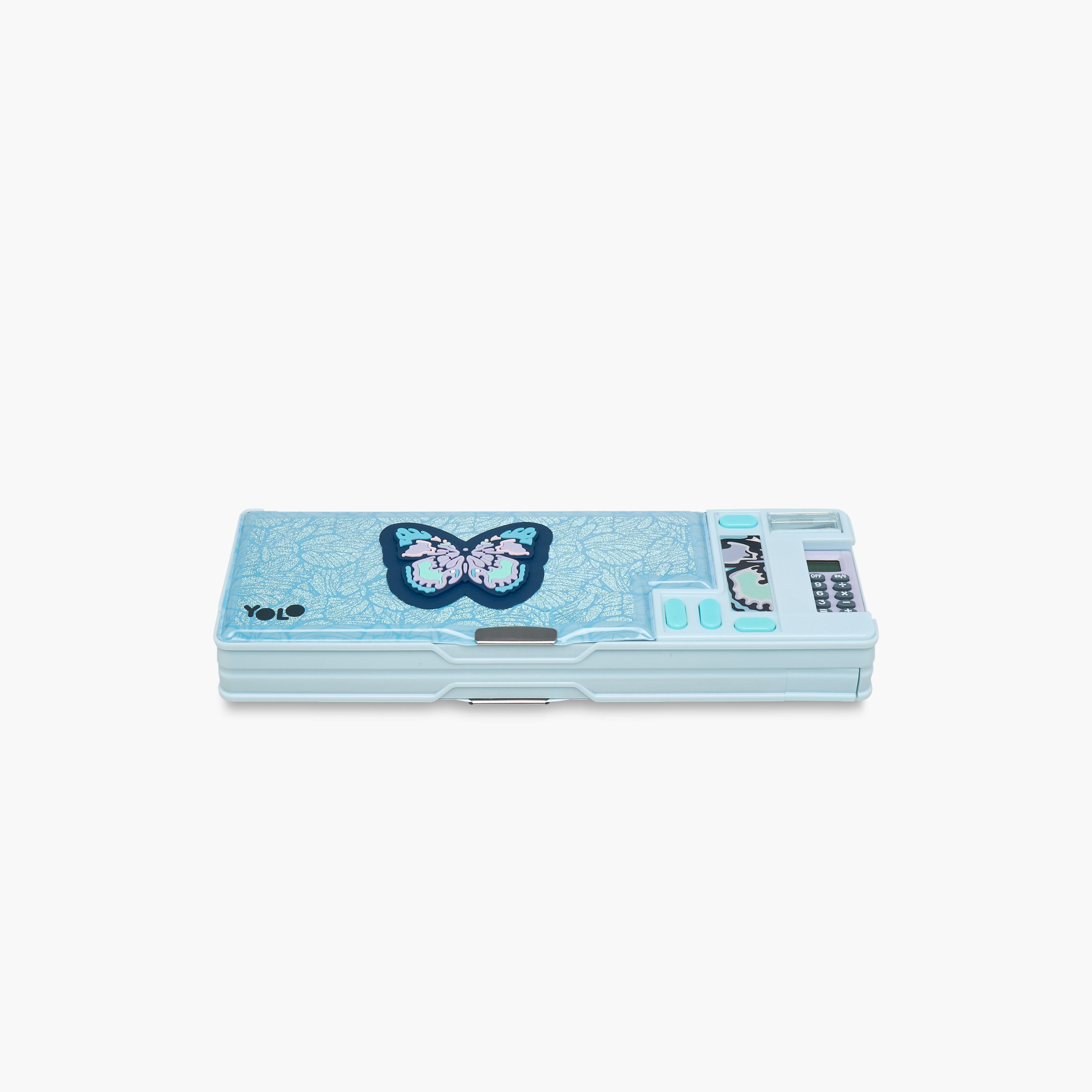 Yolo Butterfly Print Pencil Box with Calculator and Sharpener-school-stationery-pencilcases-image-3