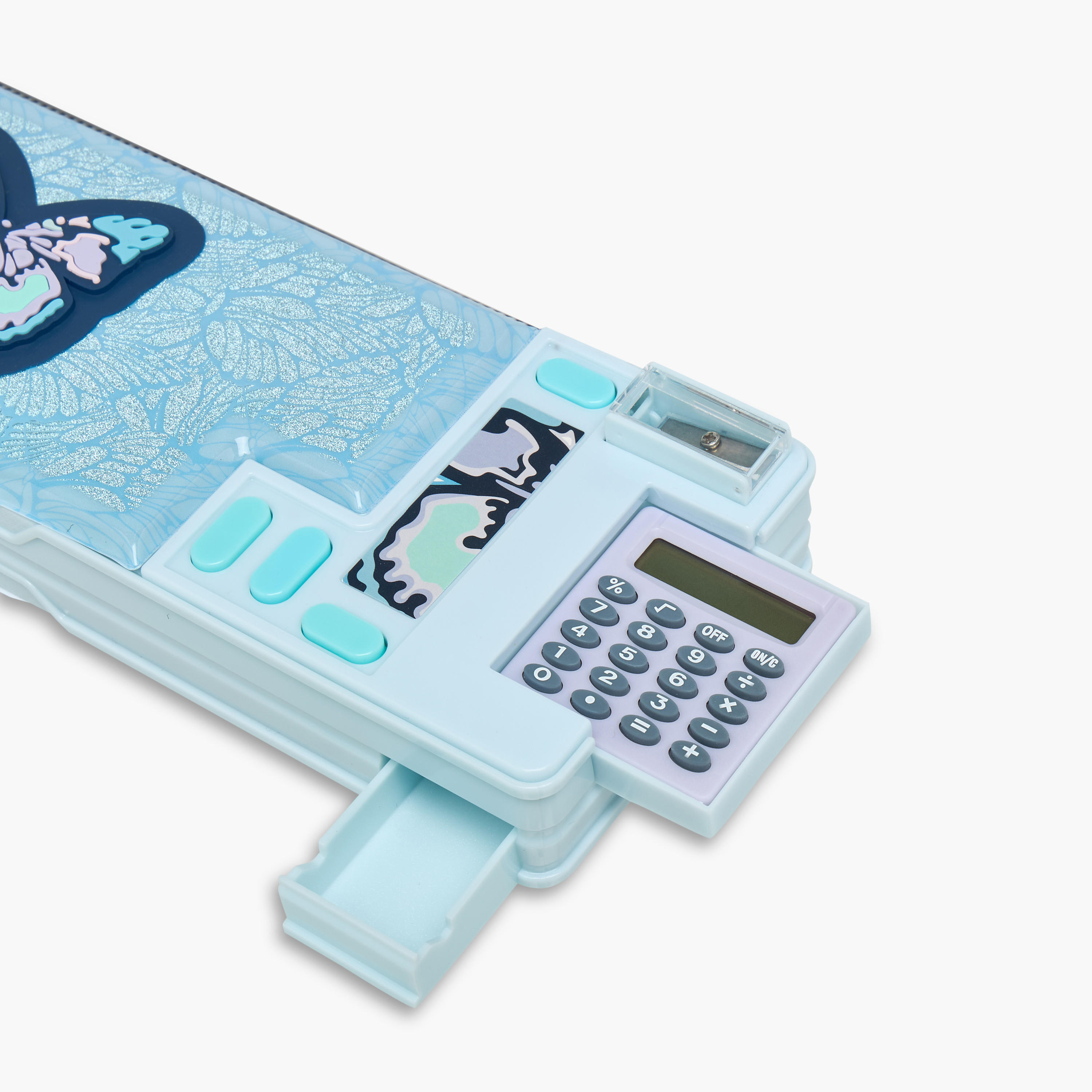 مقلمة بطبعات فراشة مع آلة حاسبة ومبراة من يولو-school-stationery-pencilcases-image-4