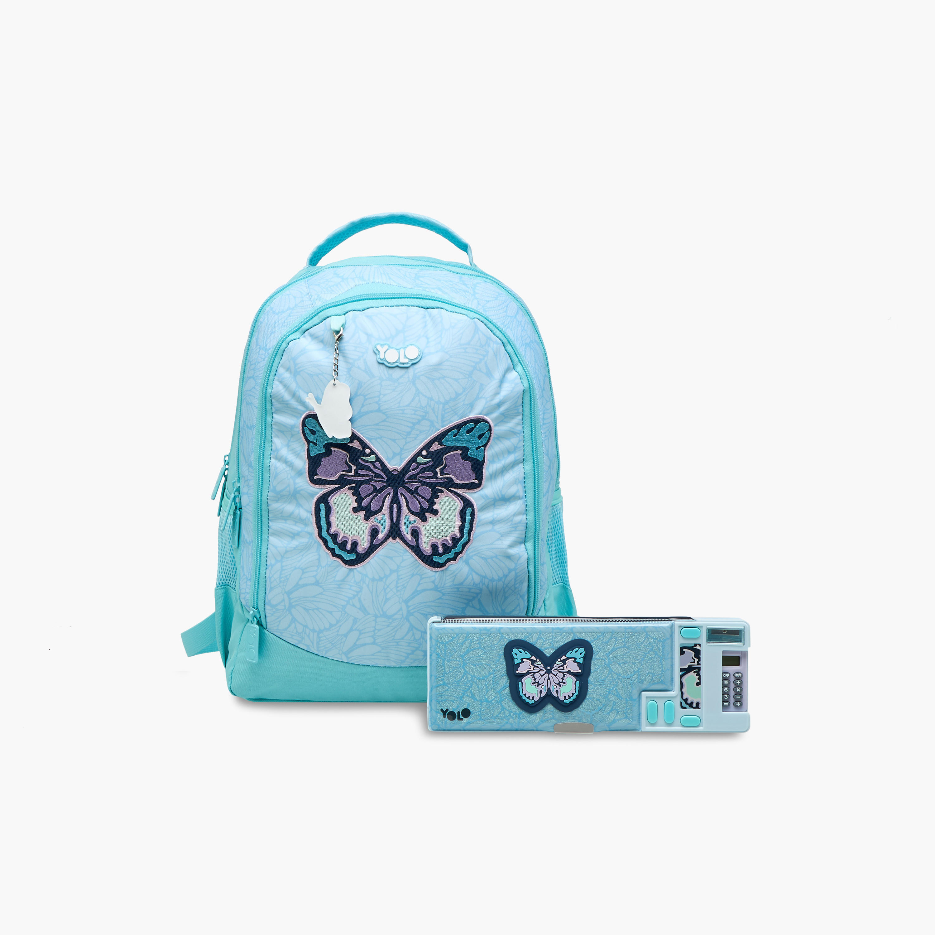 مقلمة بطبعات فراشة مع آلة حاسبة ومبراة من يولو-school-stationery-pencilcases-image-7