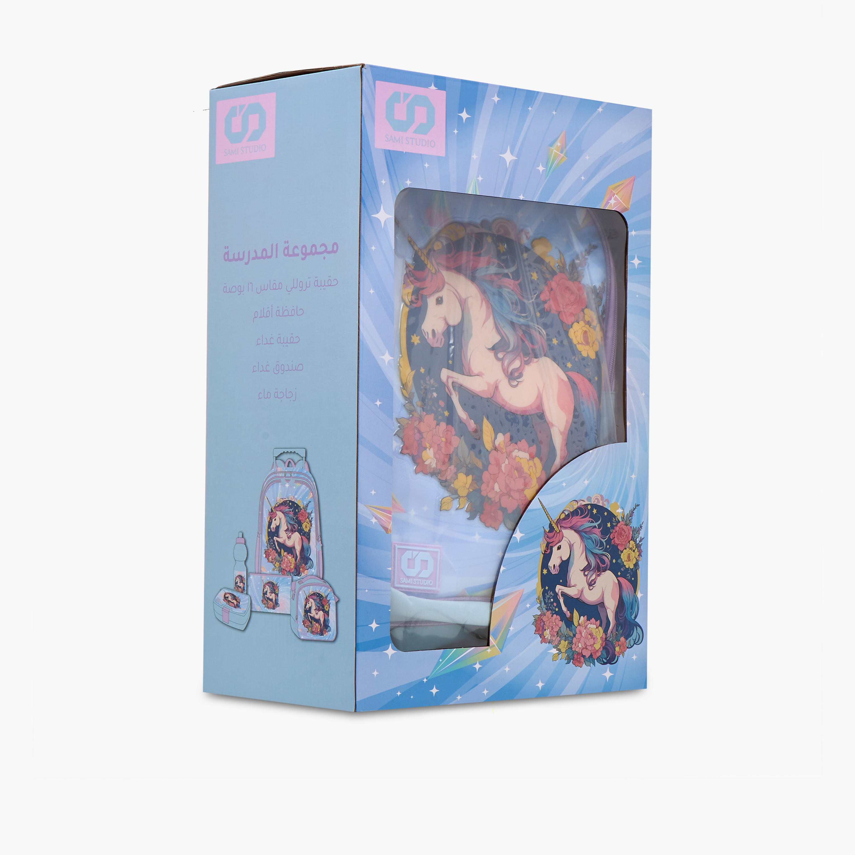SAMI STUDIO 5-Piece Unicorn Print Trolley Backpack Set - 34x20x48 cms-school-bagsandbackpacks-trolleybags-image-32