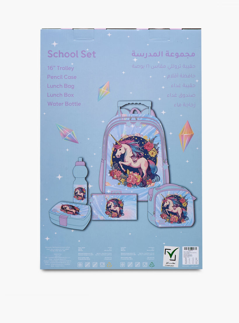 طقم شنطة ترولي 5 قطع بطبعات يونيكورن من سامي ستوديو - 34×20×48 سم-school-bagsandbackpacks-trolleybags-image-33