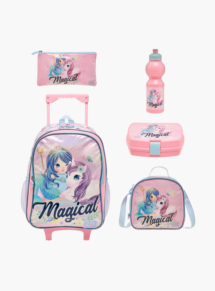 SAMI STUDIO Mermaid Trolley Bag for Girls 5-8 Years with Padded Shoulder Straps -school-bagsandbackpacks-trolleybags-image-1