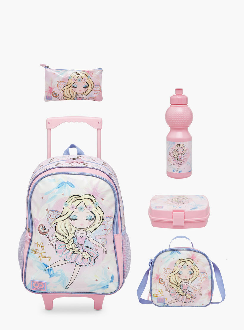 SAMI STUDIO Printed 5-Piece School Trolley Bag Set for Girls 5-8 Years with Lunch Bag and Pencil Pouch -school-bagsandbackpacks-trolleybags-image-1