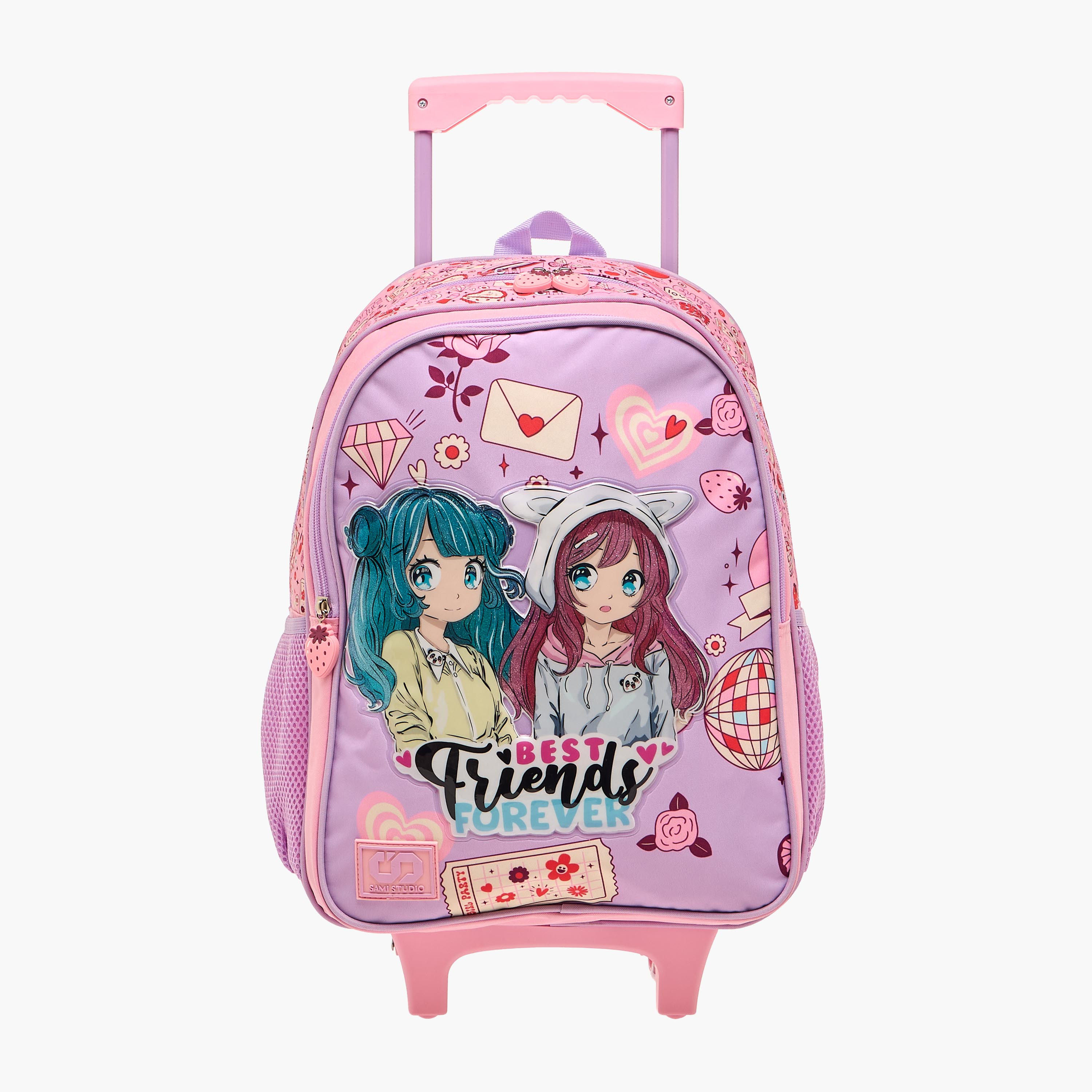 SAMI STUDIO Printed 5-Piece School Trolley Bag Set for Girls 5-8 Years with Lunch Bag and Pencil Pouch -school-bagsandbackpacks-trolleybags-image-2