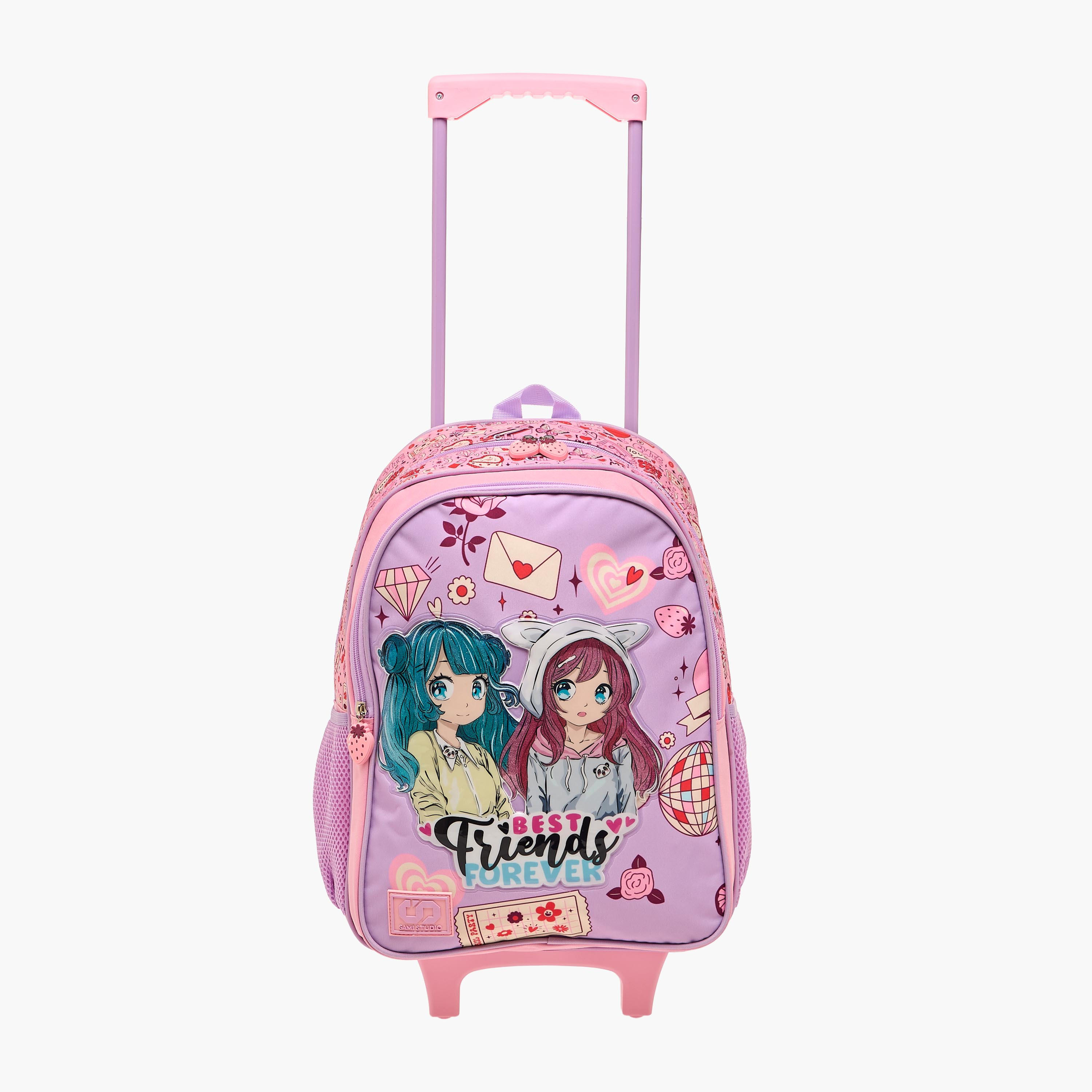SAMI STUDIO Printed 5-Piece School Trolley Bag Set for Girls 5-8 Years with Lunch Bag and Pencil Pouch -school-bagsandbackpacks-trolleybags-image-3