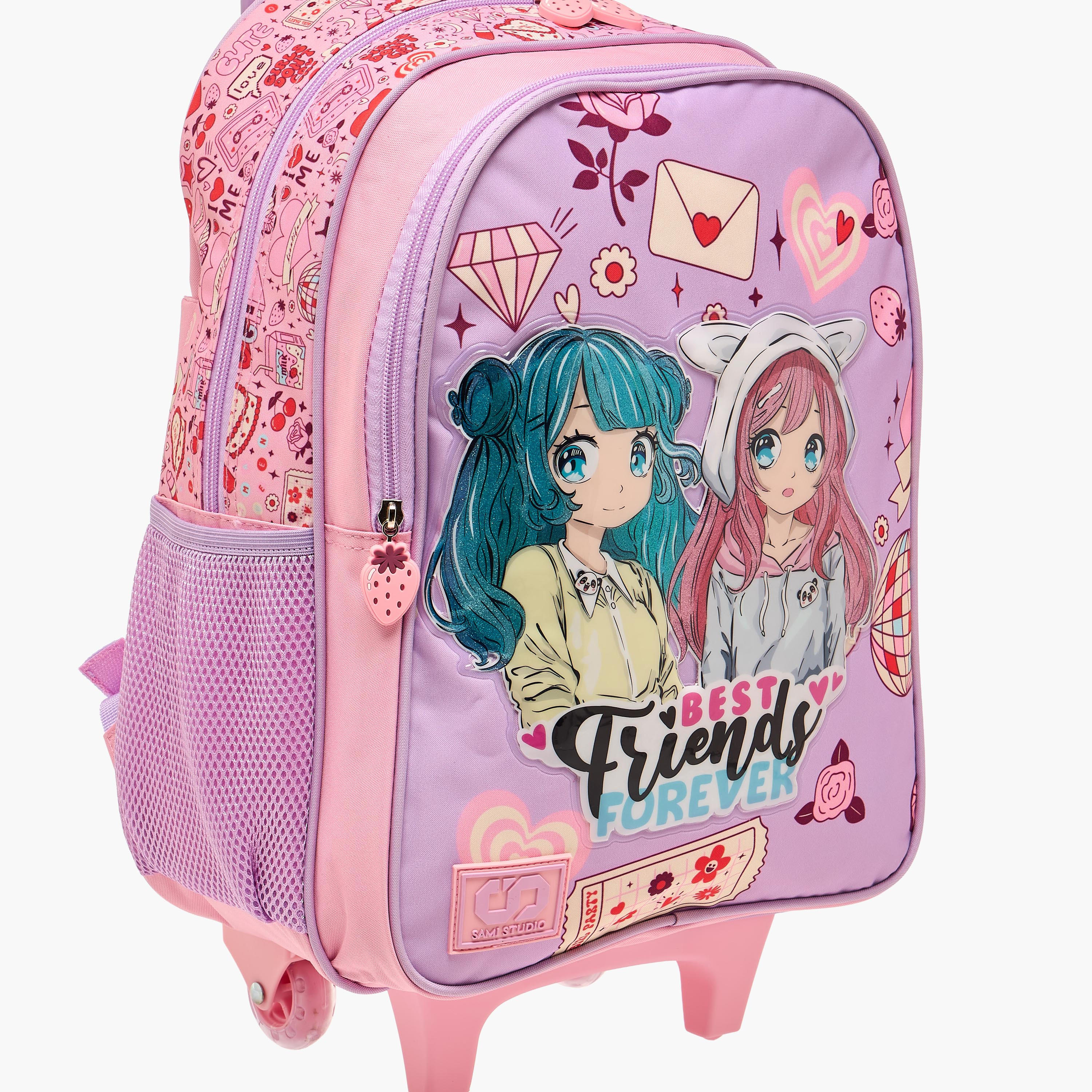 SAMI STUDIO Printed 5-Piece School Trolley Bag Set for Girls 5-8 Years with Lunch Bag and Pencil Pouch -school-bagsandbackpacks-trolleybags-image-7