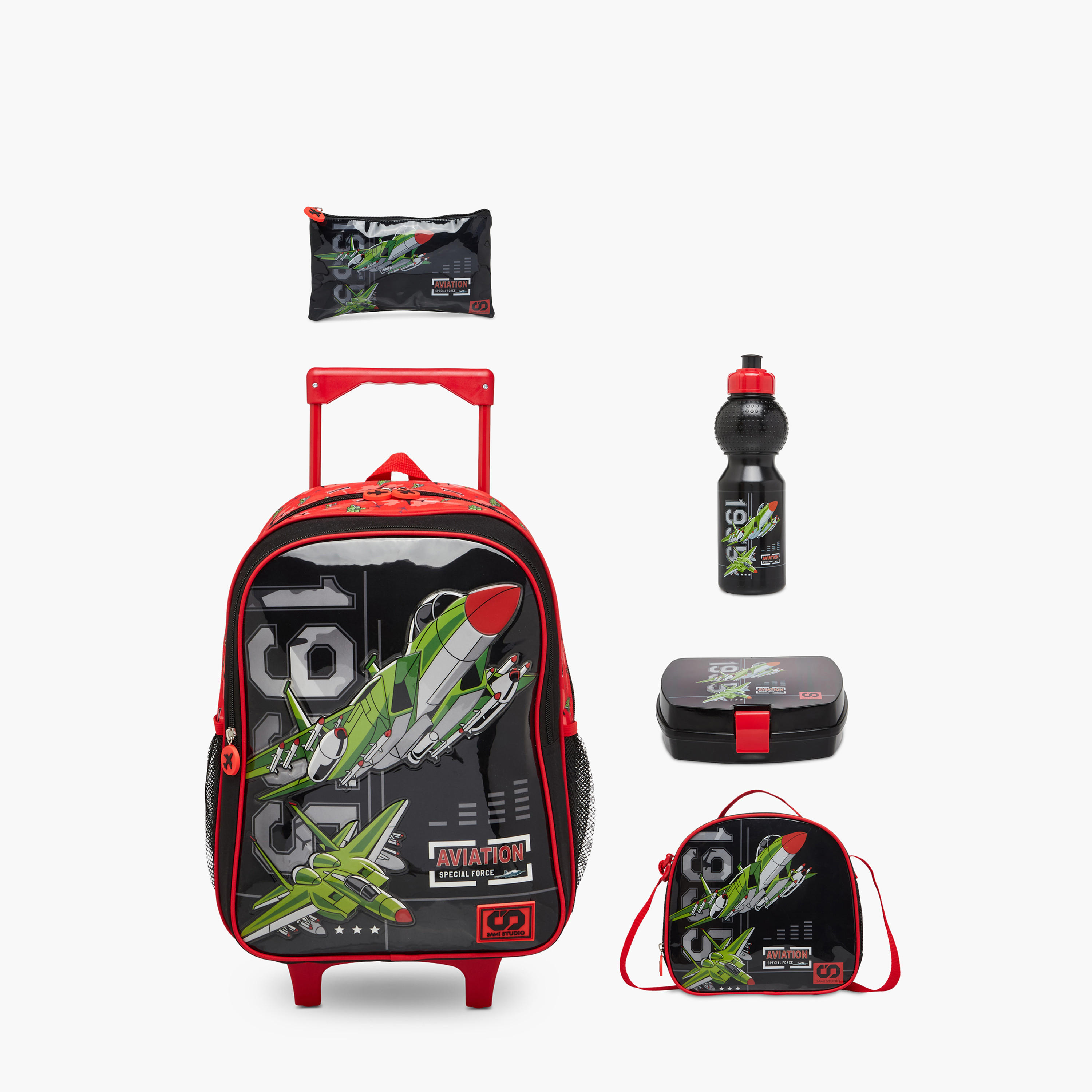 SAMI STUDIO Space 5-Piece School Trolley Bag Set for Kids 5-8 Years with Lunch Bag and Pencil Pouch -school-bagsandbackpacks-trolleybags-image-1