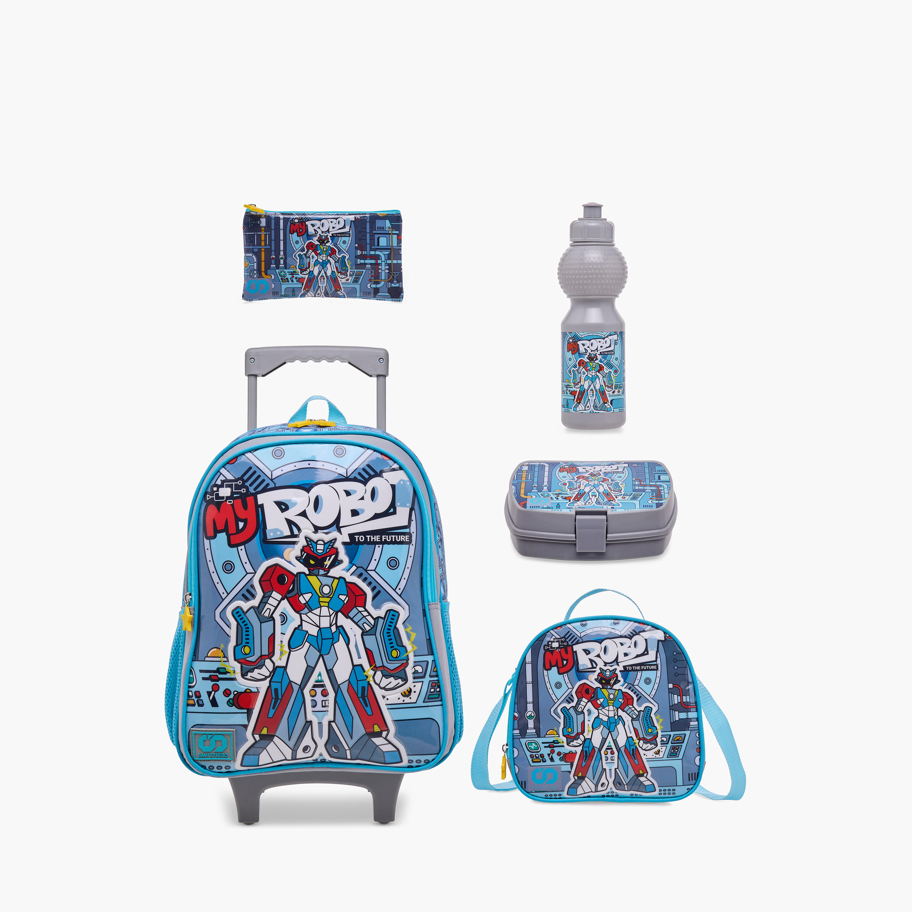 SAMI STUDIO Gaming 5-Piece School Trolley Bag Set for Kids 5-8 Years with Lunch Bag and Pencil Pouch -school-bagsandbackpacks-trolleybags-image-1