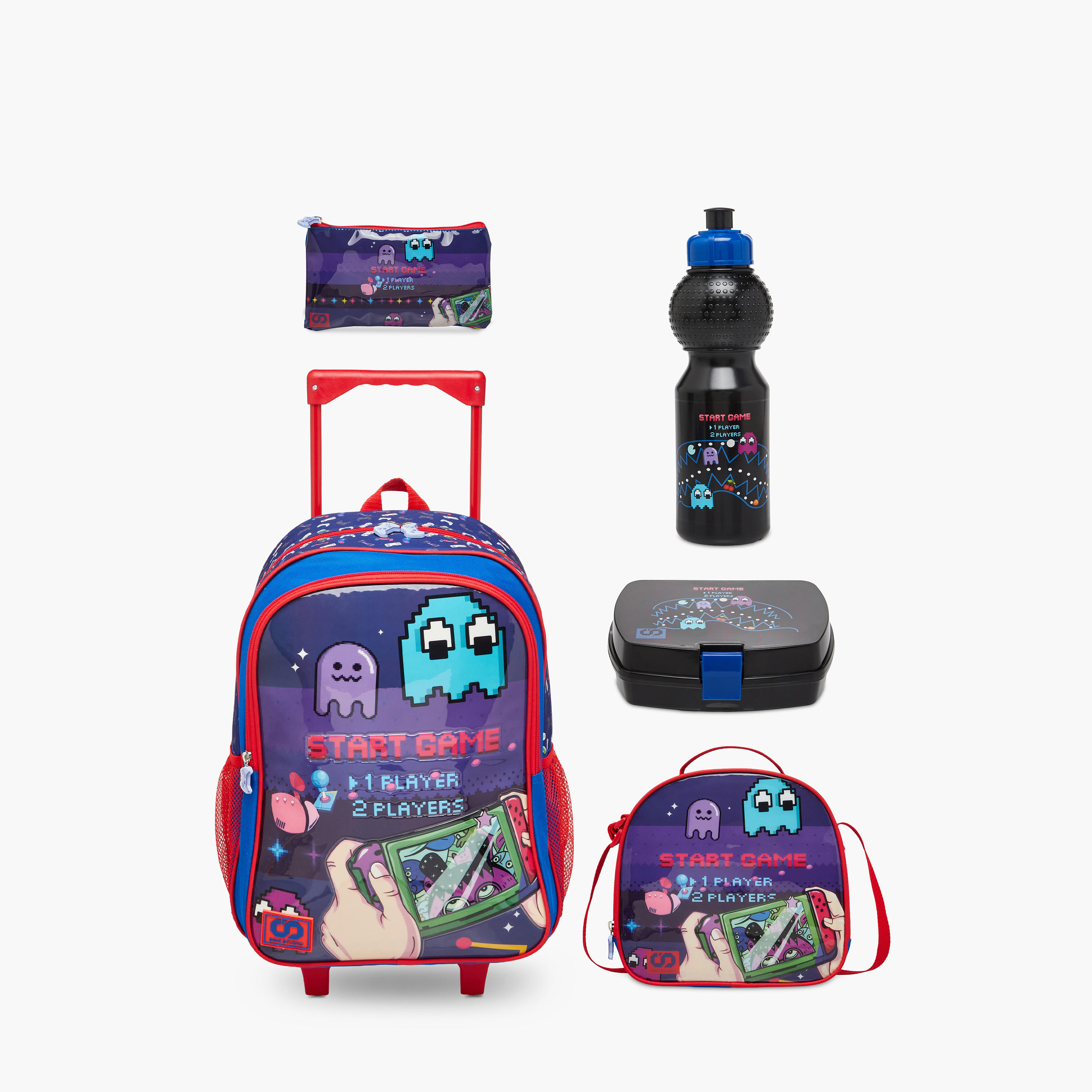 SAMI STUDIO Gaming 5-Piece School Trolley Bag Set for Kids 5-8 Years with Lunch Bag and Pencil Pouch -school-bagsandbackpacks-trolleybags-image-1