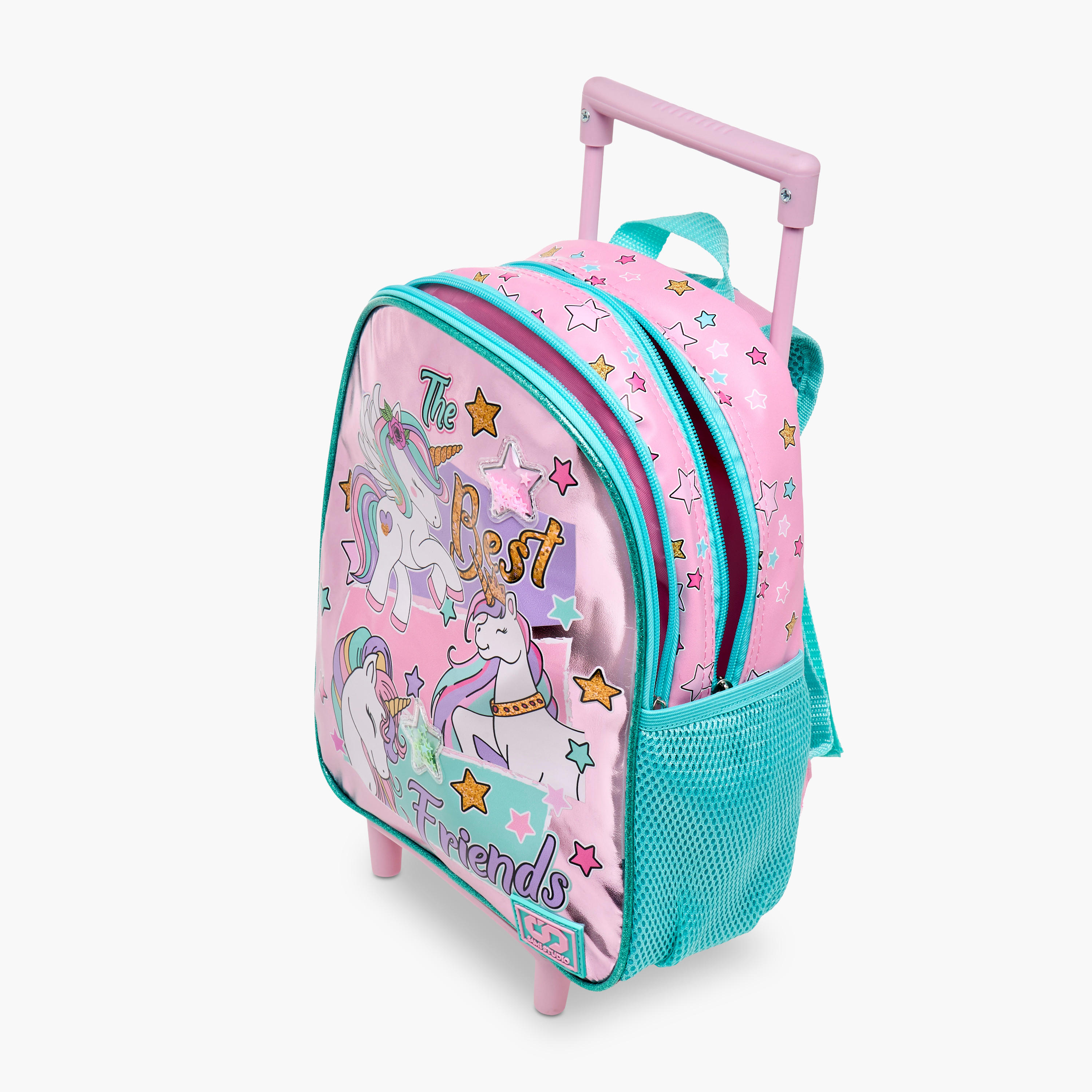طقم شنطة ظهر ترولي 12 بوصة 3 قطع بطبعات يونيكورن من سامي ستوديو - 31x23x10 سم-school-bagsandbackpacks-trolleybags-image-18