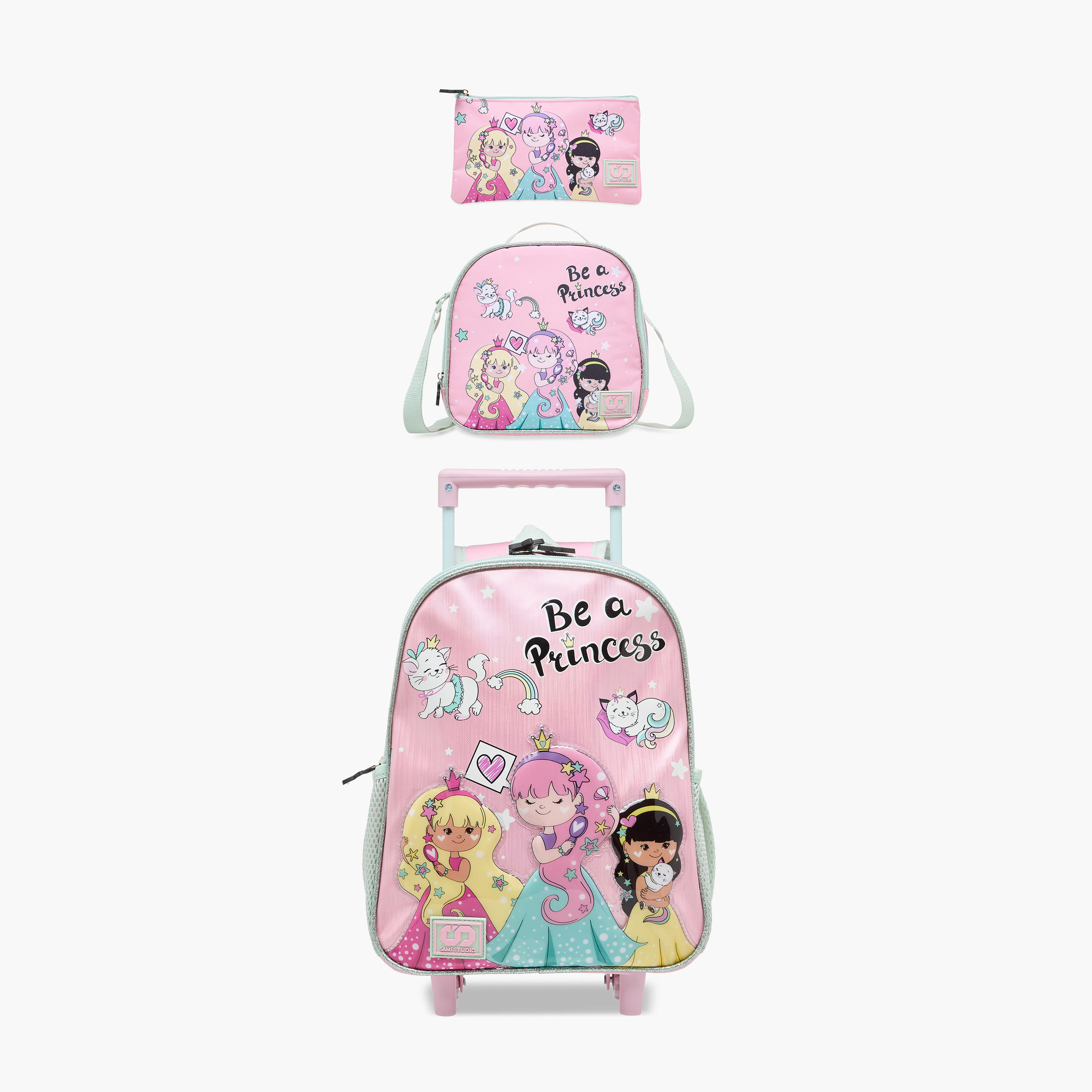 SAMI STUDIO Printed 3-Piece School Trolley Bag Set for Girls 2-5 Years with Lunch Bag and Pencil Pouch -school-bagsandbackpacks-trolleybags-image-1